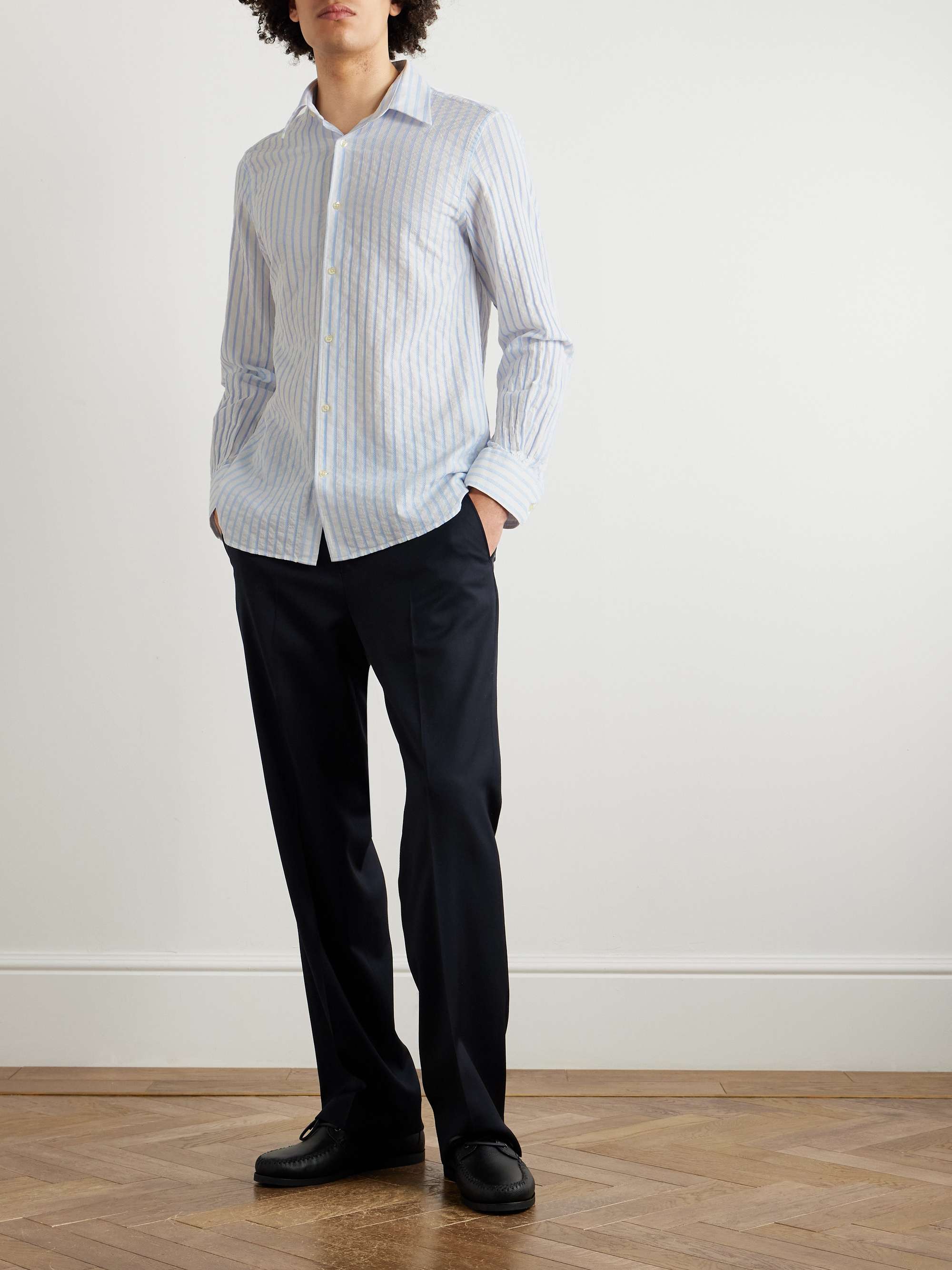 Giacomo Striped Cotton-Voile Shirt view