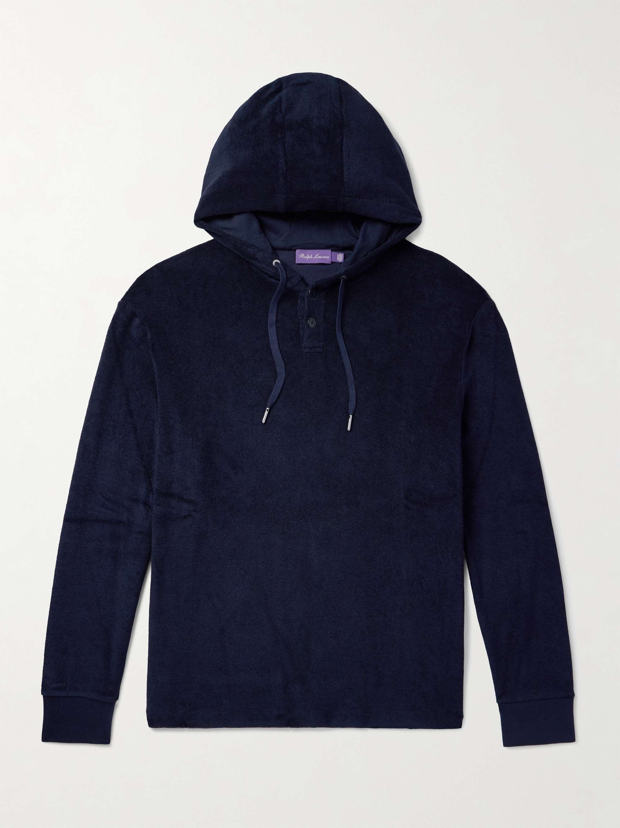 Riviera Cotton and Modal-Blend Terry Half-Placket Hoodie view