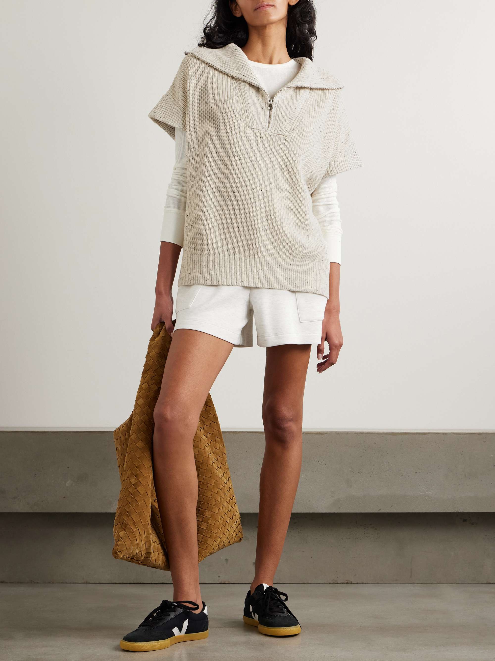 Reagan half-zip ribbed-knit cotton sweater view