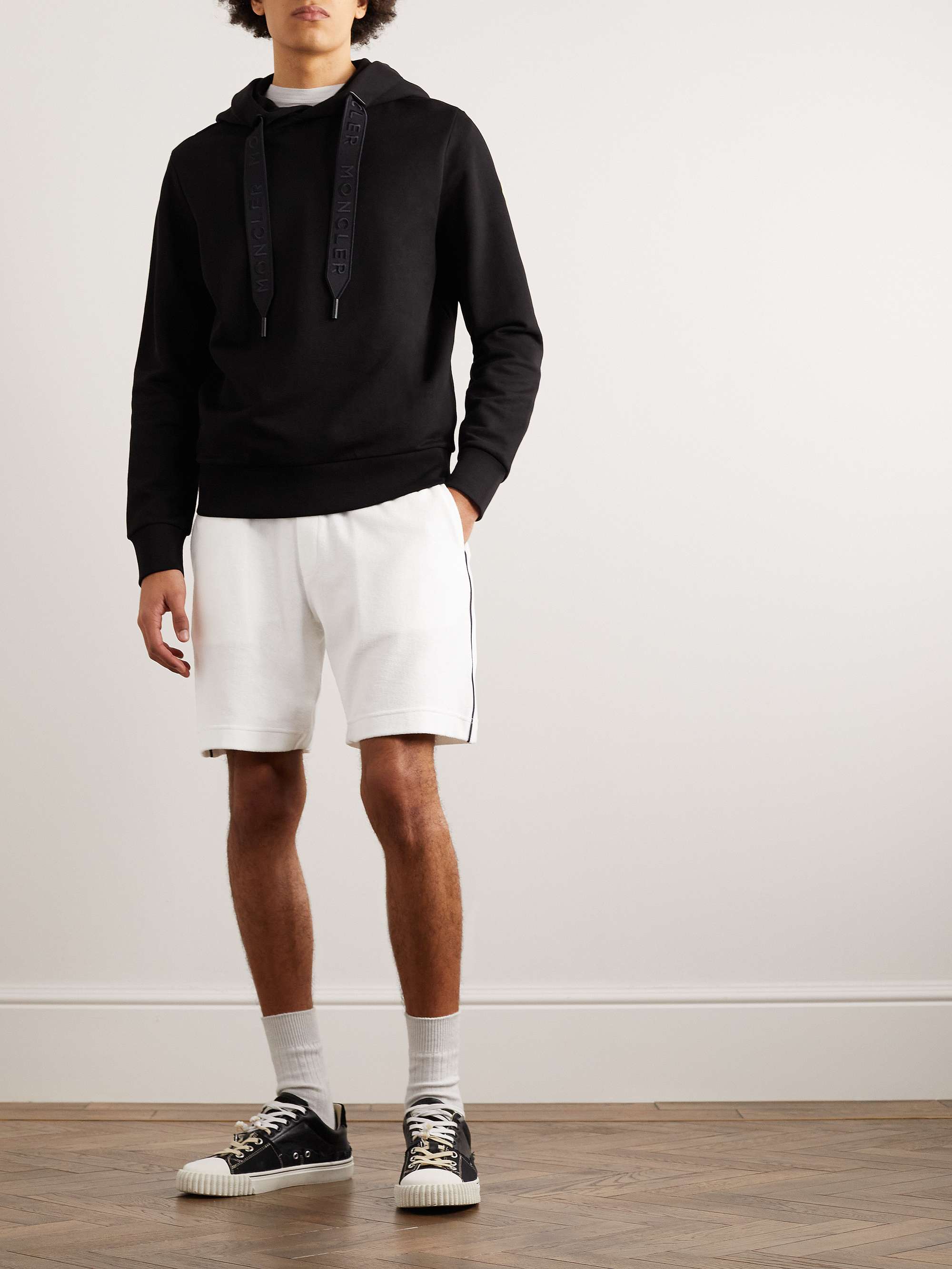 Straight-Leg Piped Cotton-Terry Drawstring Shorts view