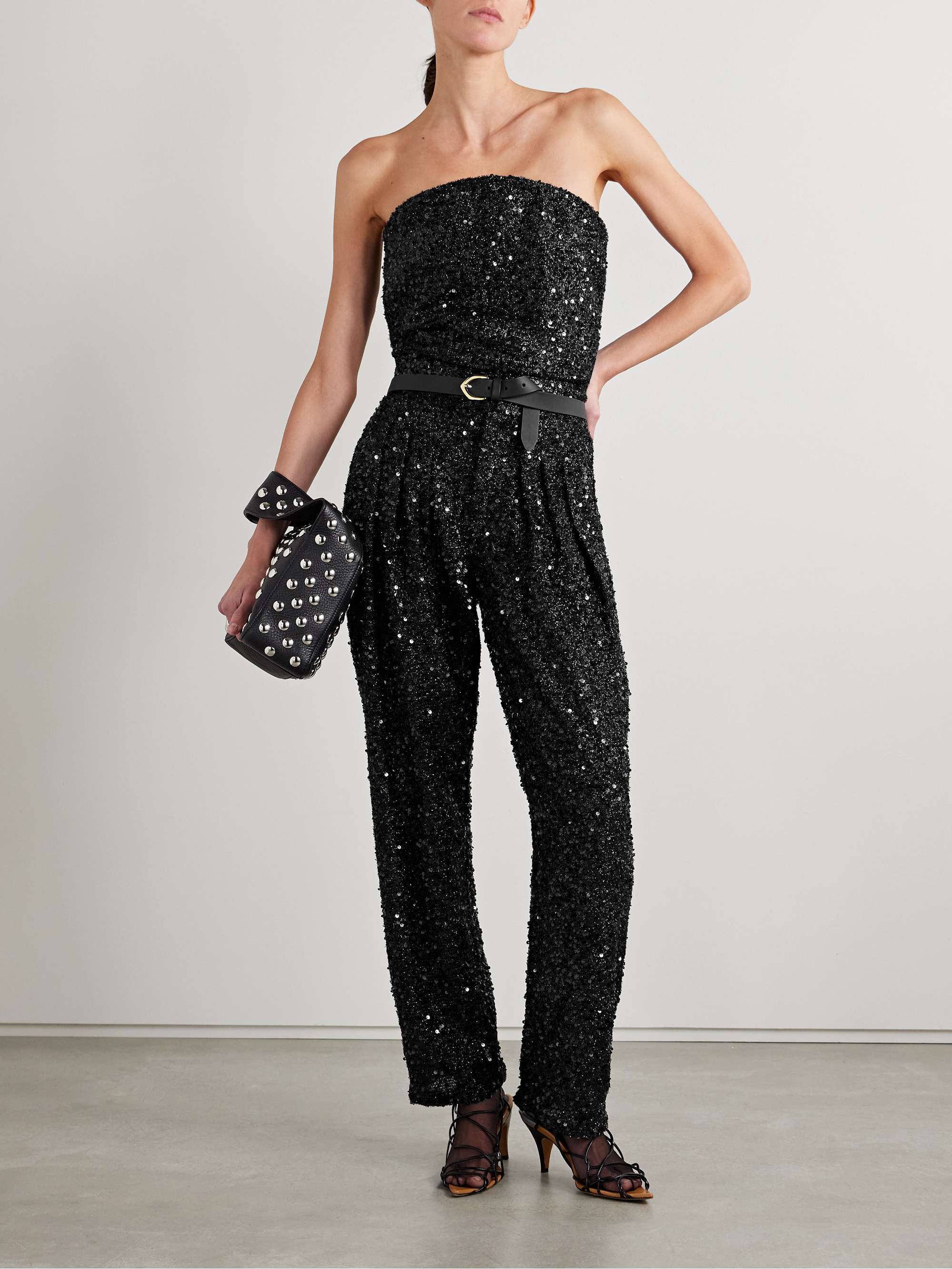 Aviana strapless sequined metallic tulle top view