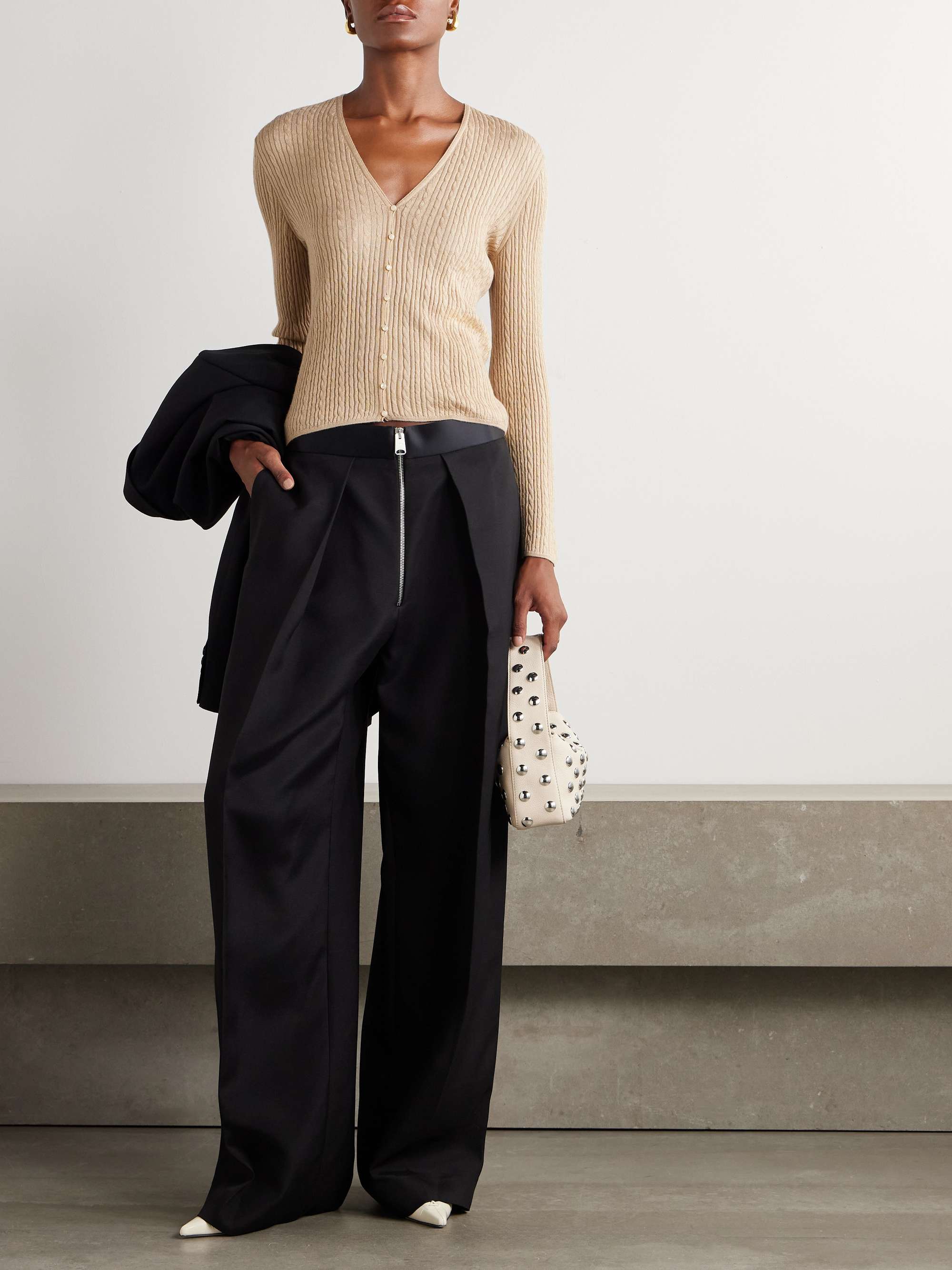 Rimella cable-knit cashmere and silk-blend cardigan view