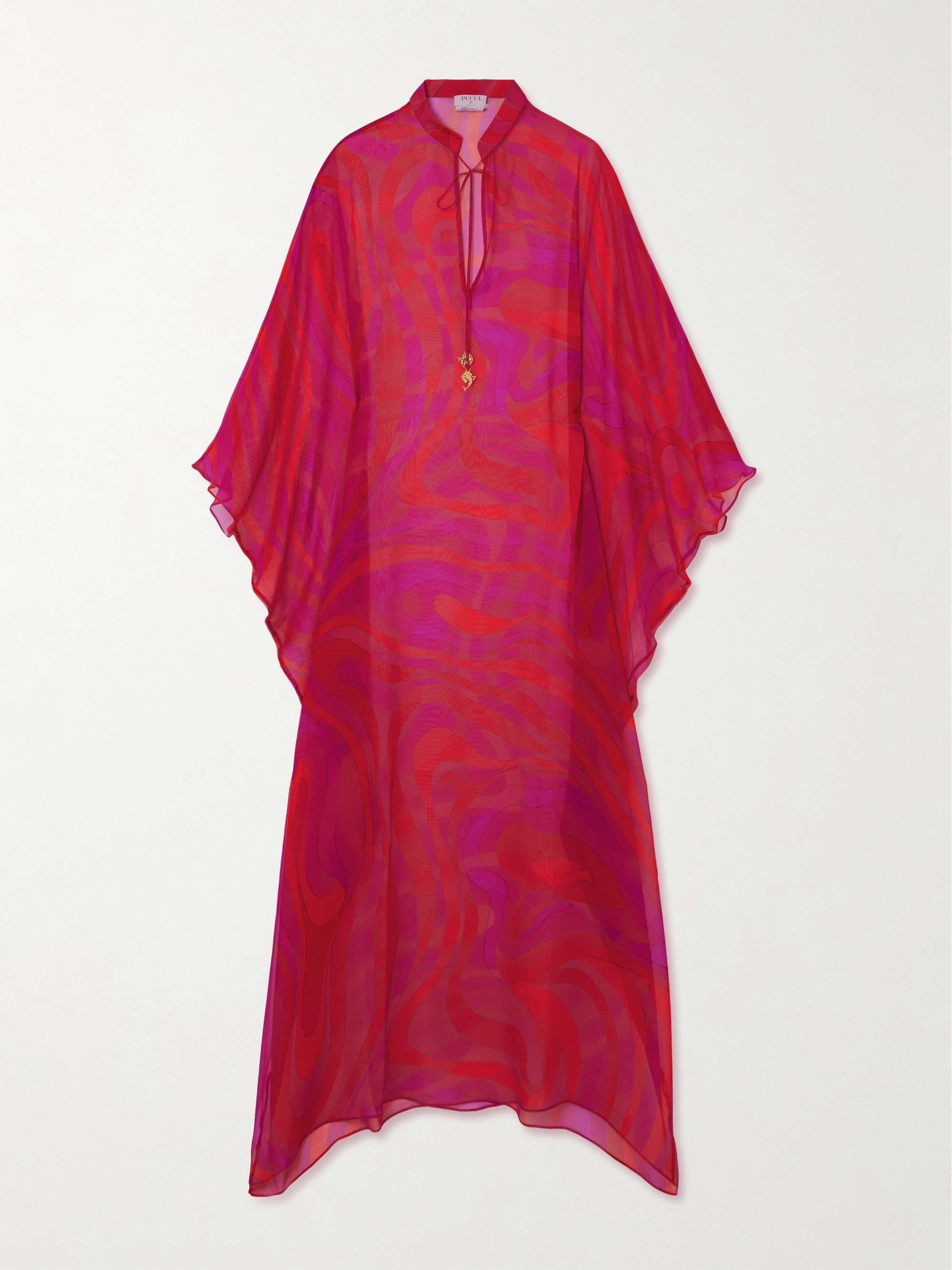 Embellished printed silk-chiffon maxi dress view