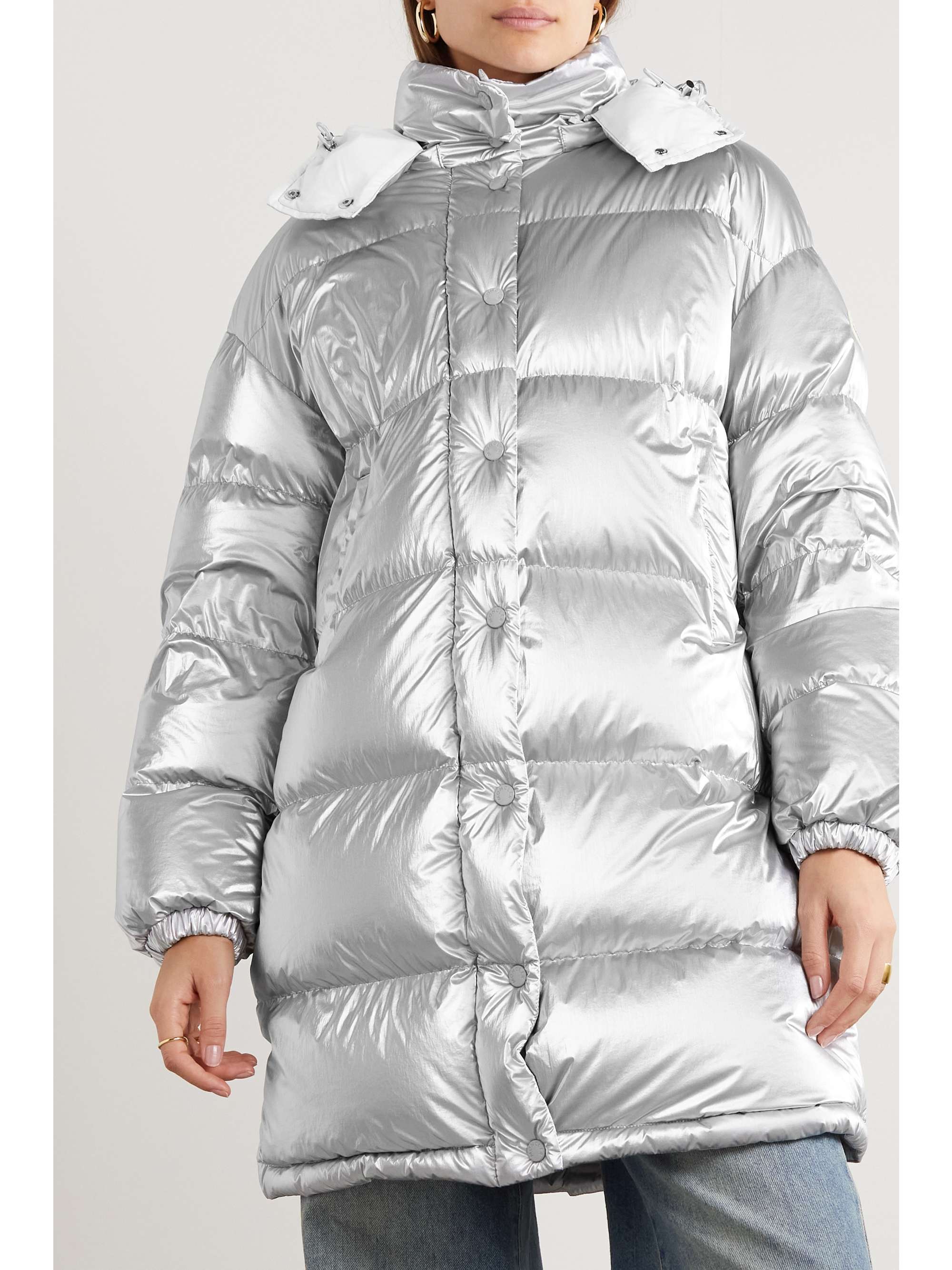 Gaou hooded quilted metallic shell down jacket view