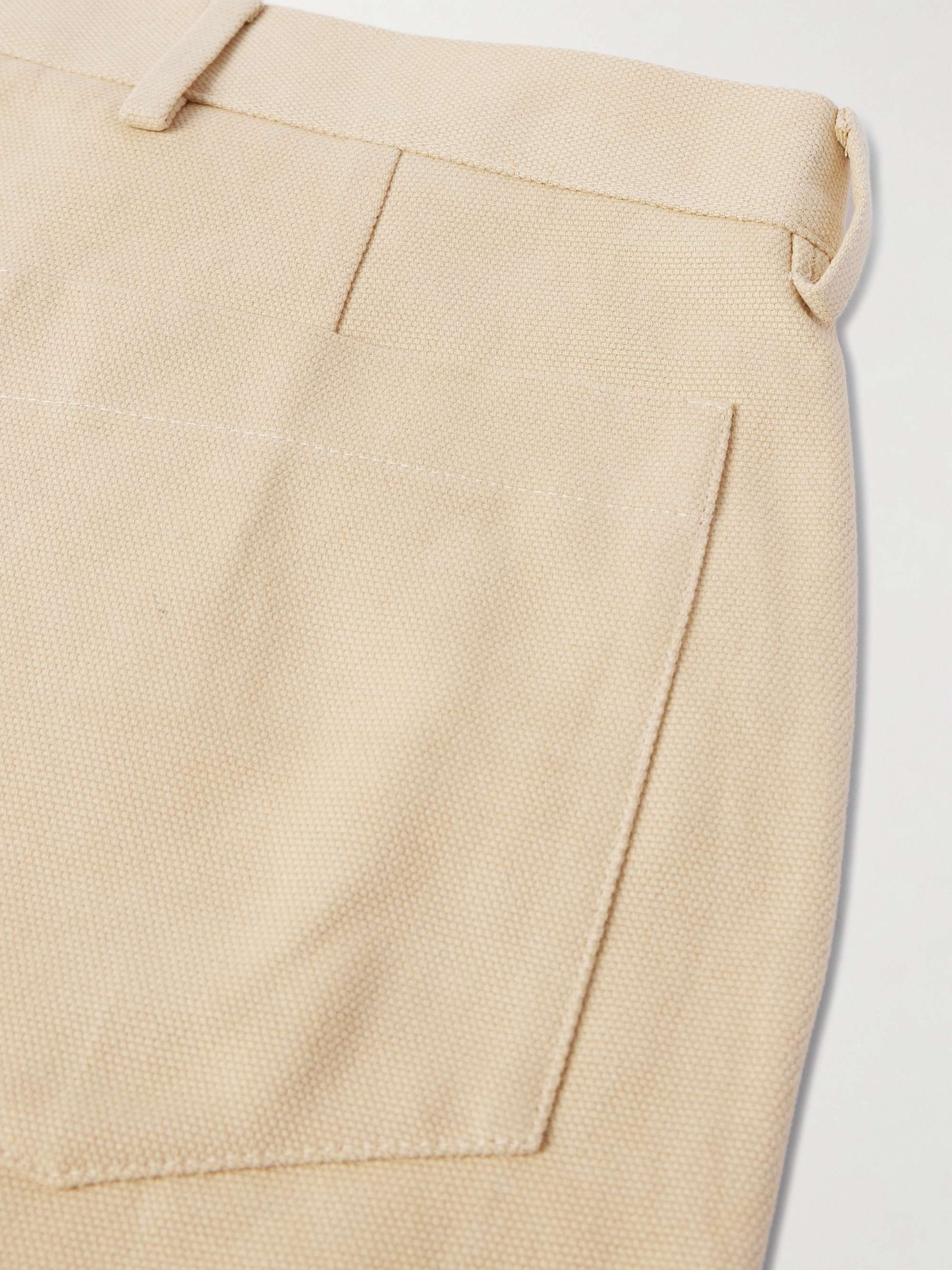 Straight-Leg Basketweave Cotton Trousers view