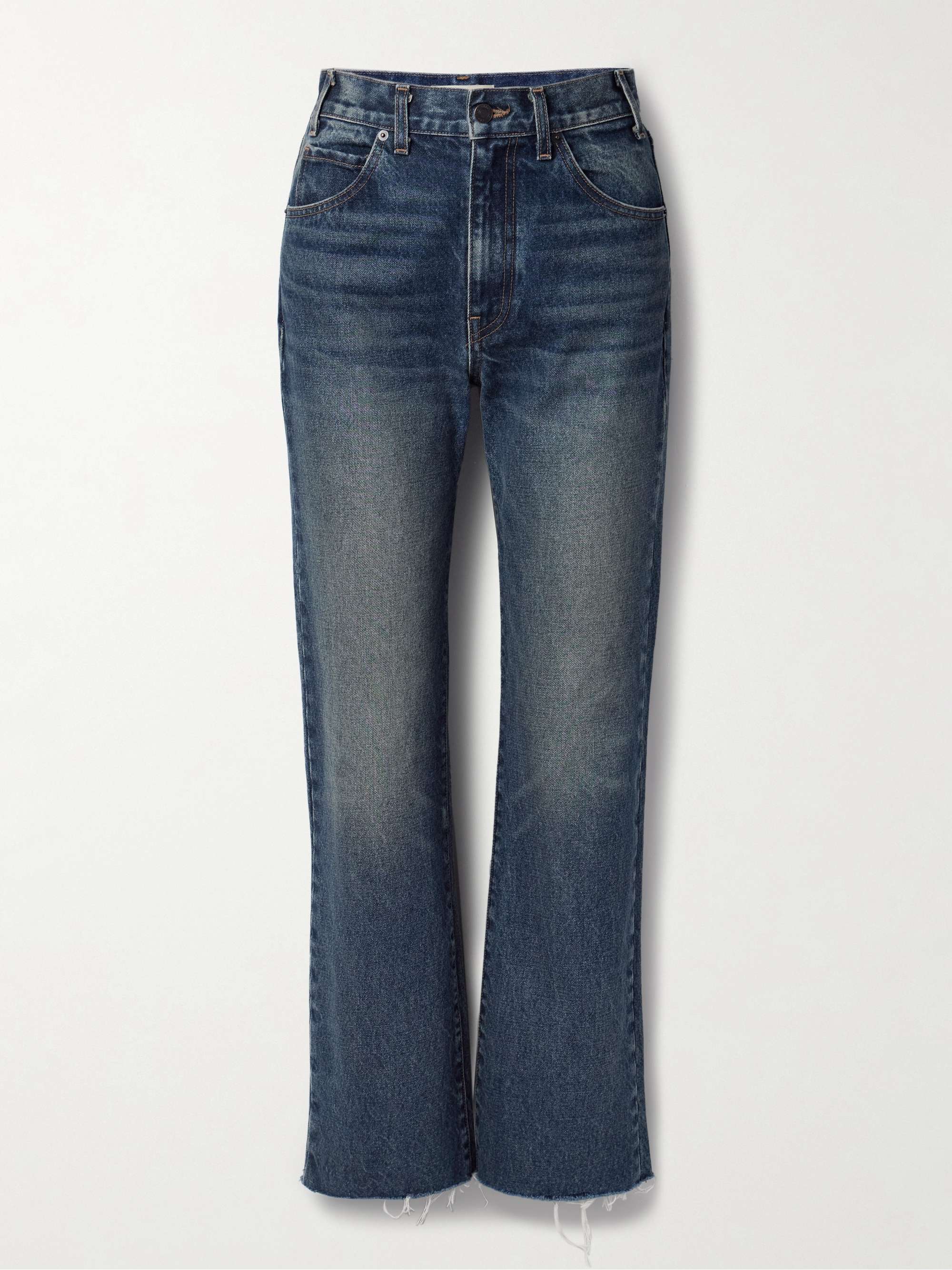 Calla distressed mid-rise straight-leg jeans view