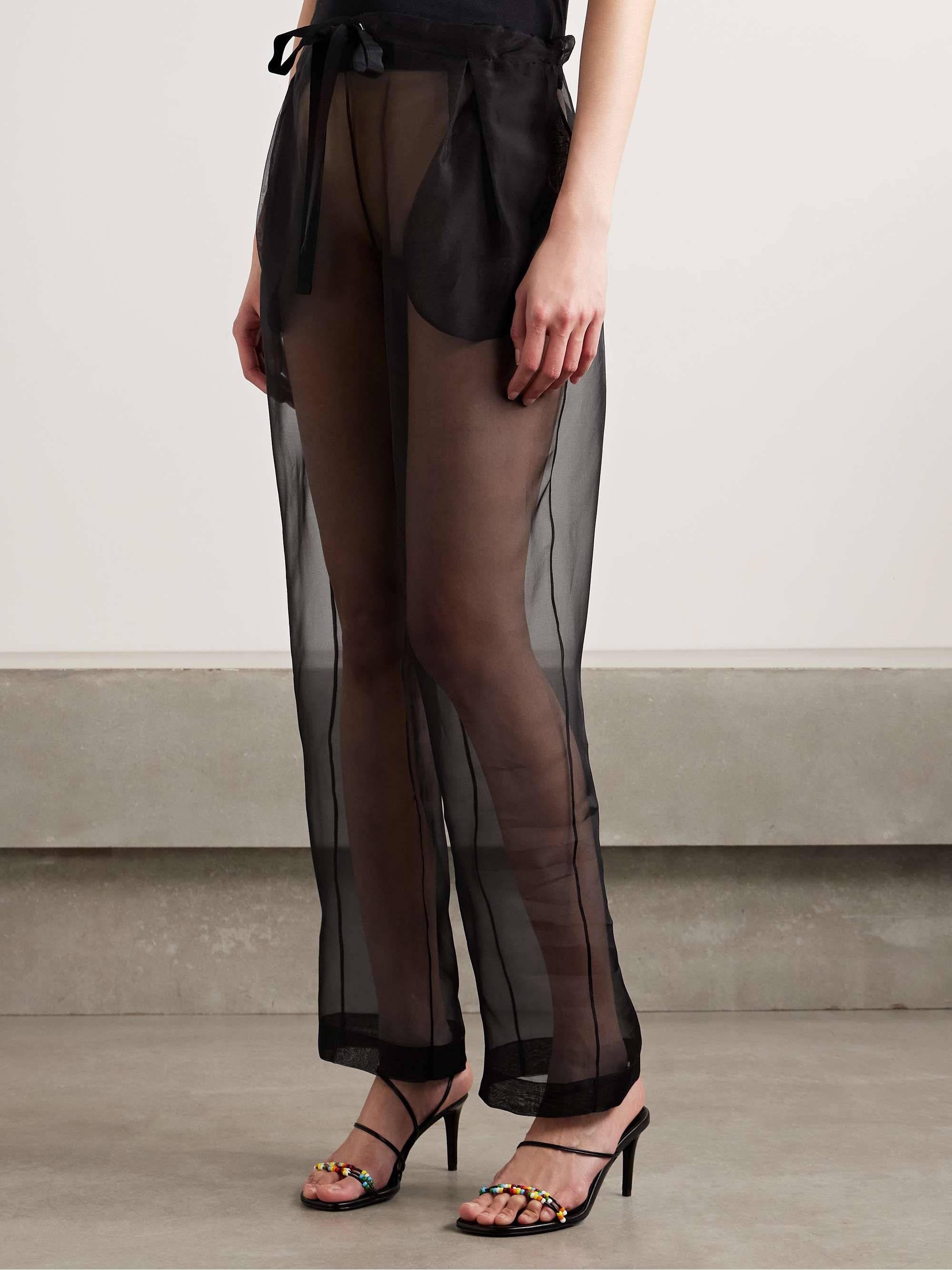 Trenton pleated silk-organza tapered pants view