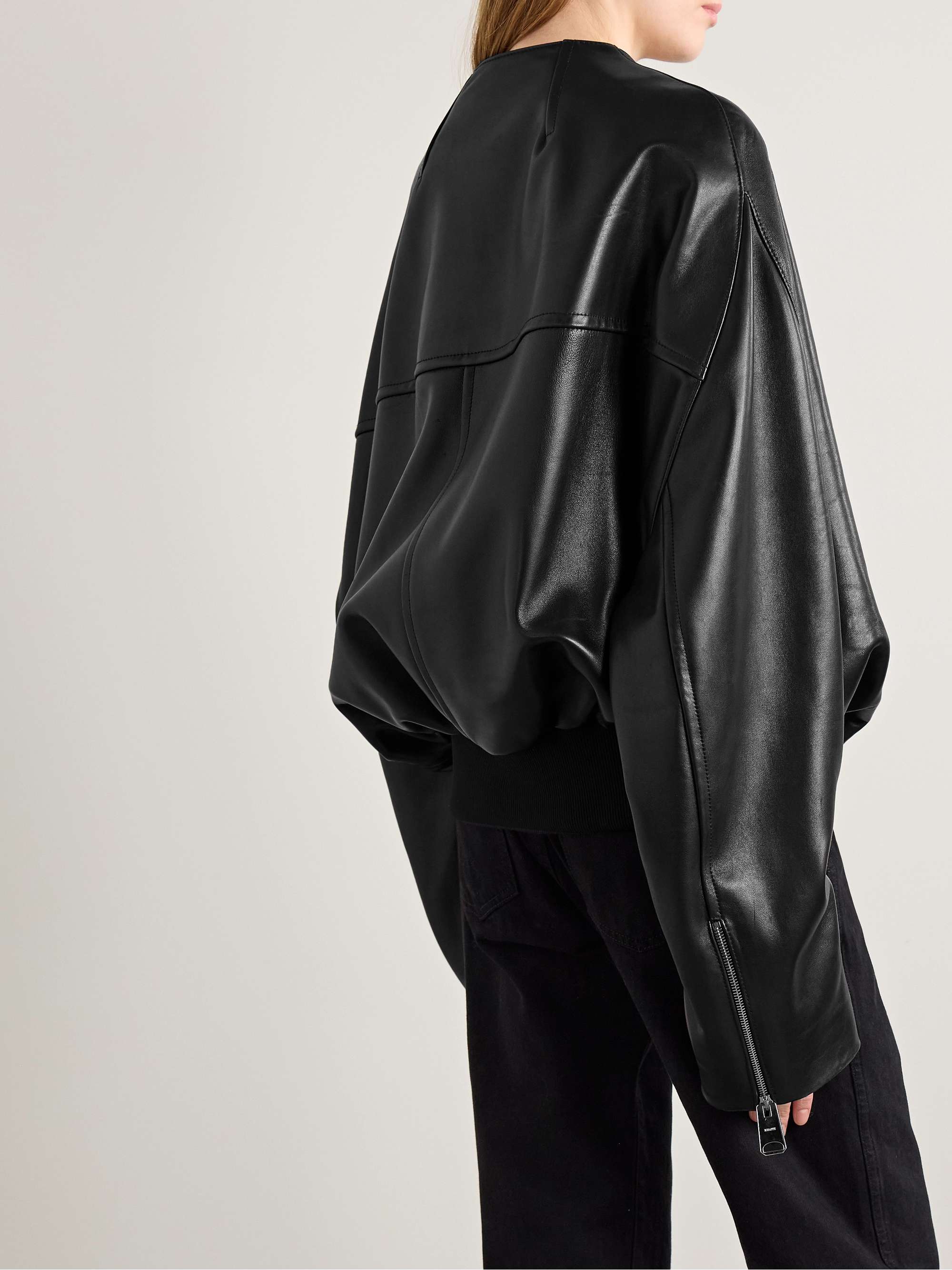 Hewit oversized leather bomber jacket view