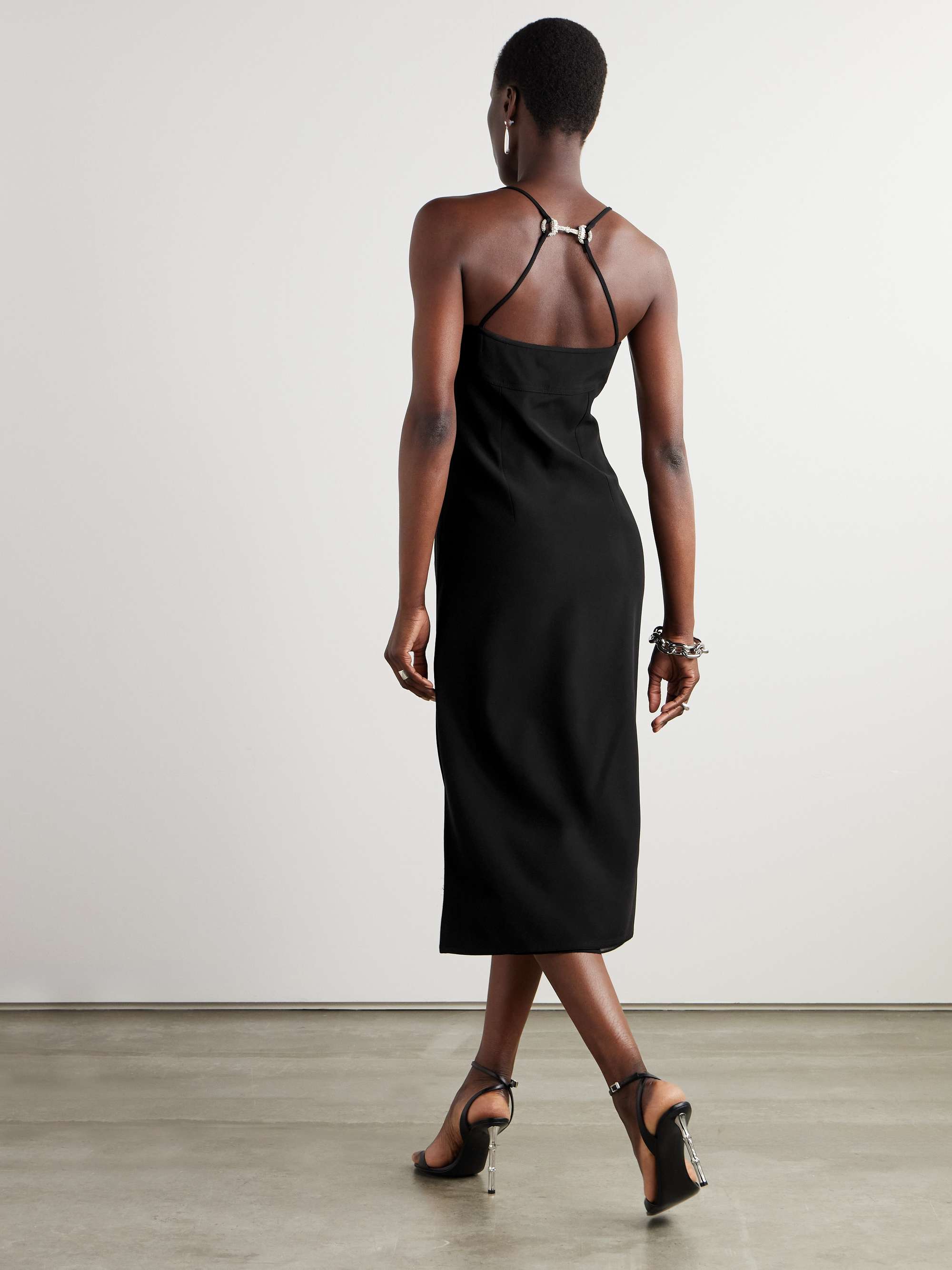 Embellished crepe midi dress view