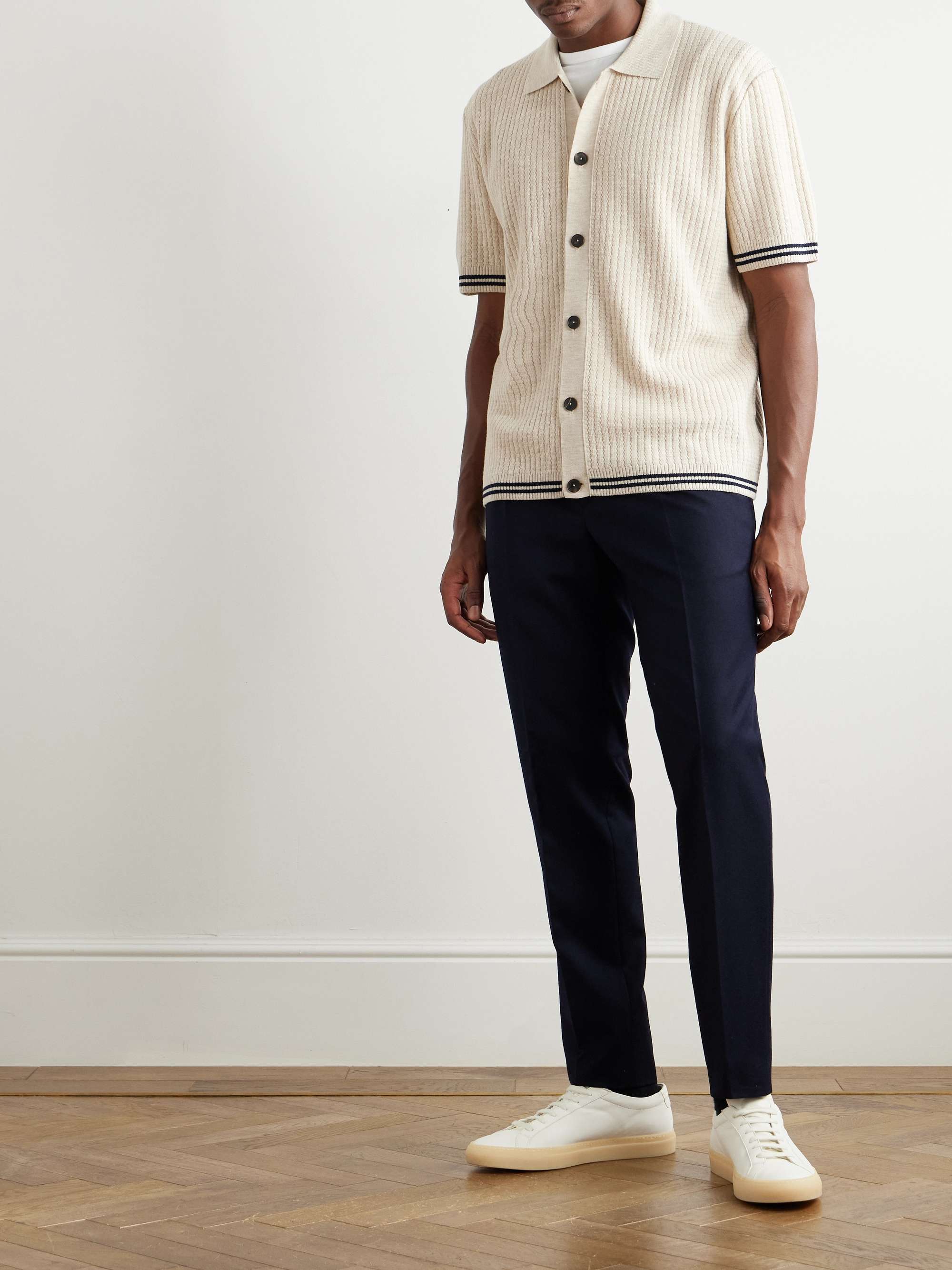 Venezia 1951 Tapered Pleated Brushed Virgin Wool-Twill Drawstring Trousers view