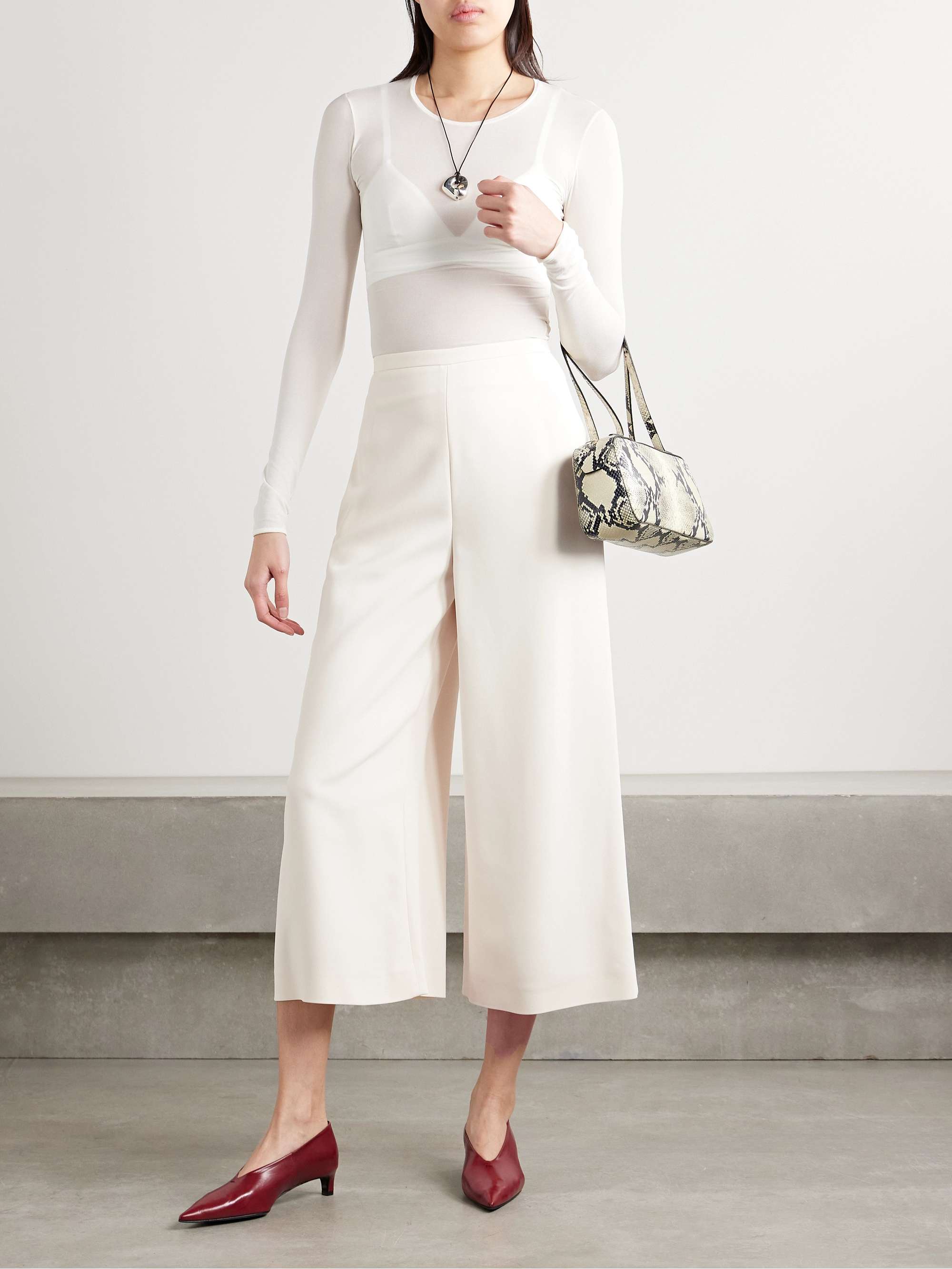 Pat cropped crepe wide-leg pants view