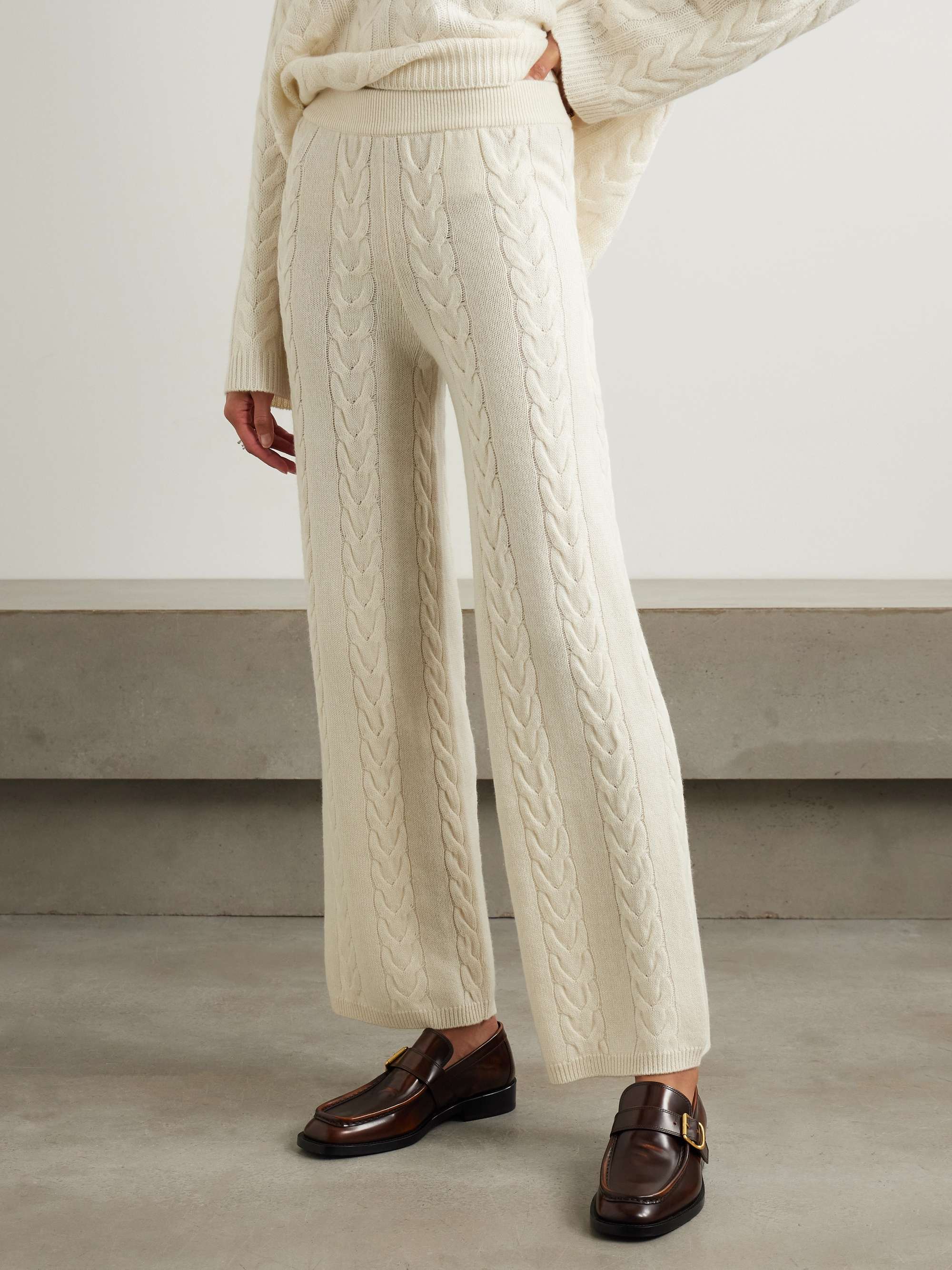Dagny cable-knit cashmere straight-leg track pants view