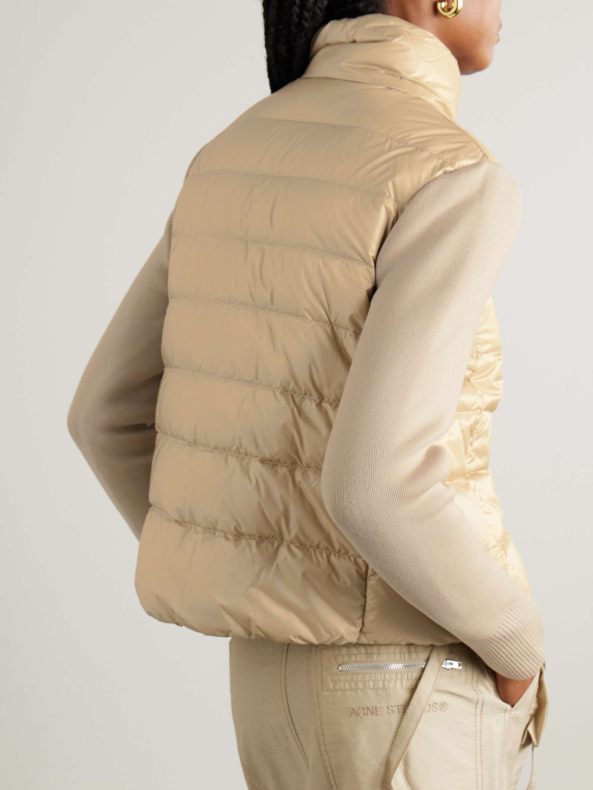 Apliquéd wool and quilted shell down cardigan view