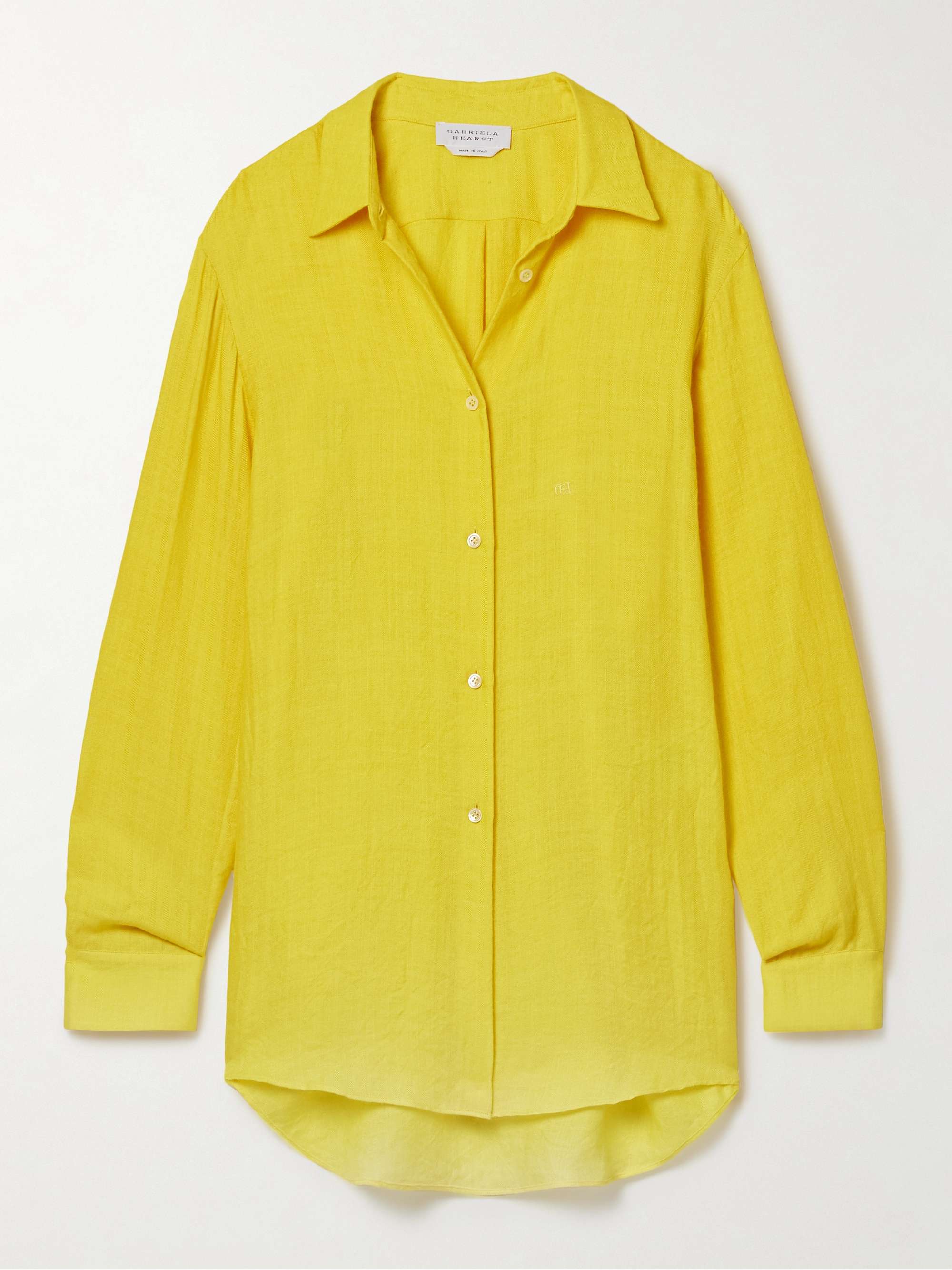 Reyes herringbone cashmere and silk-blend shirt view