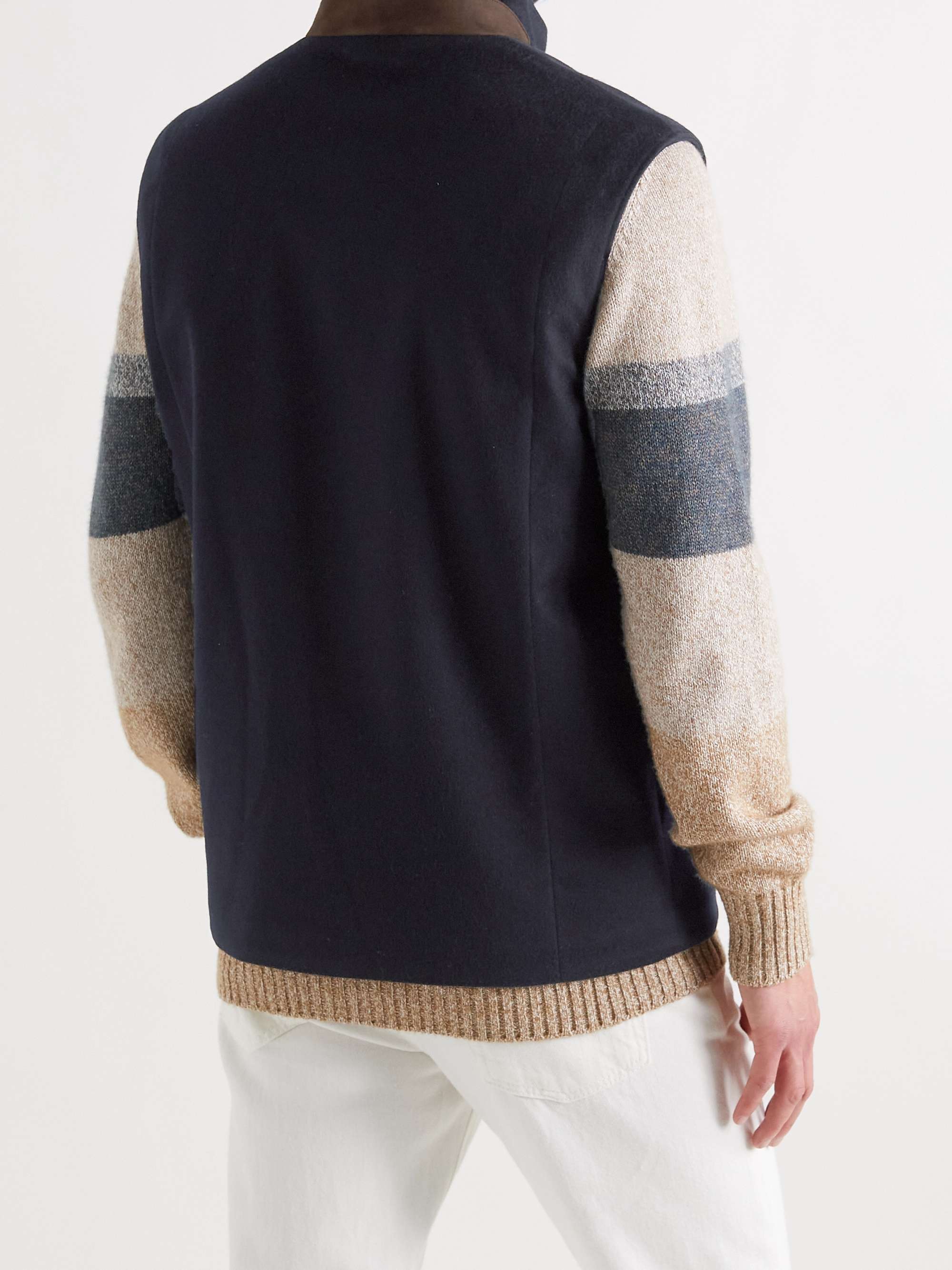 Suede-Trimmed Brushed-Cashmere Gilet view
