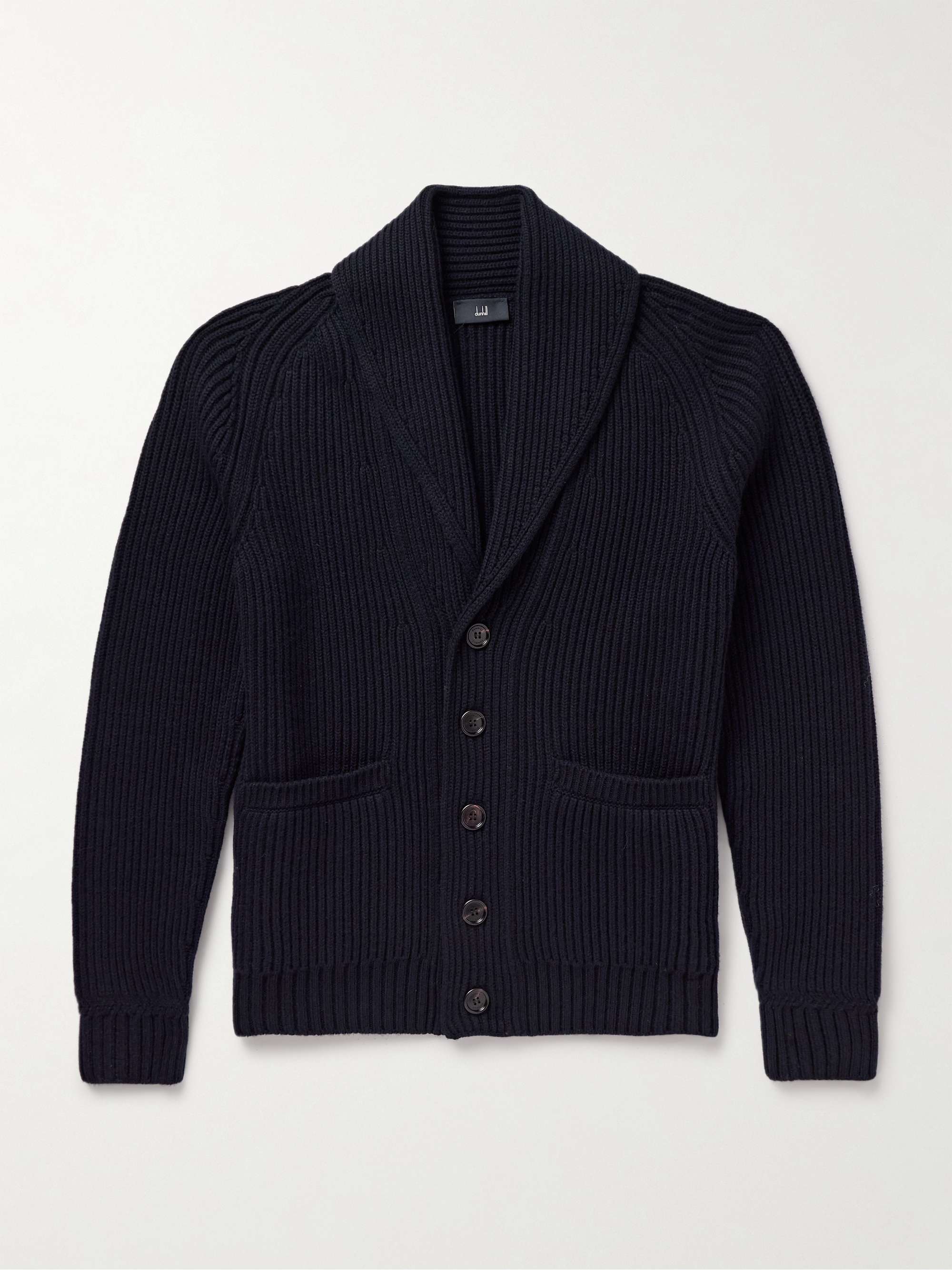 Shawl-Collar Ribbed Cotton and Cashmere-Blend Cardigan view