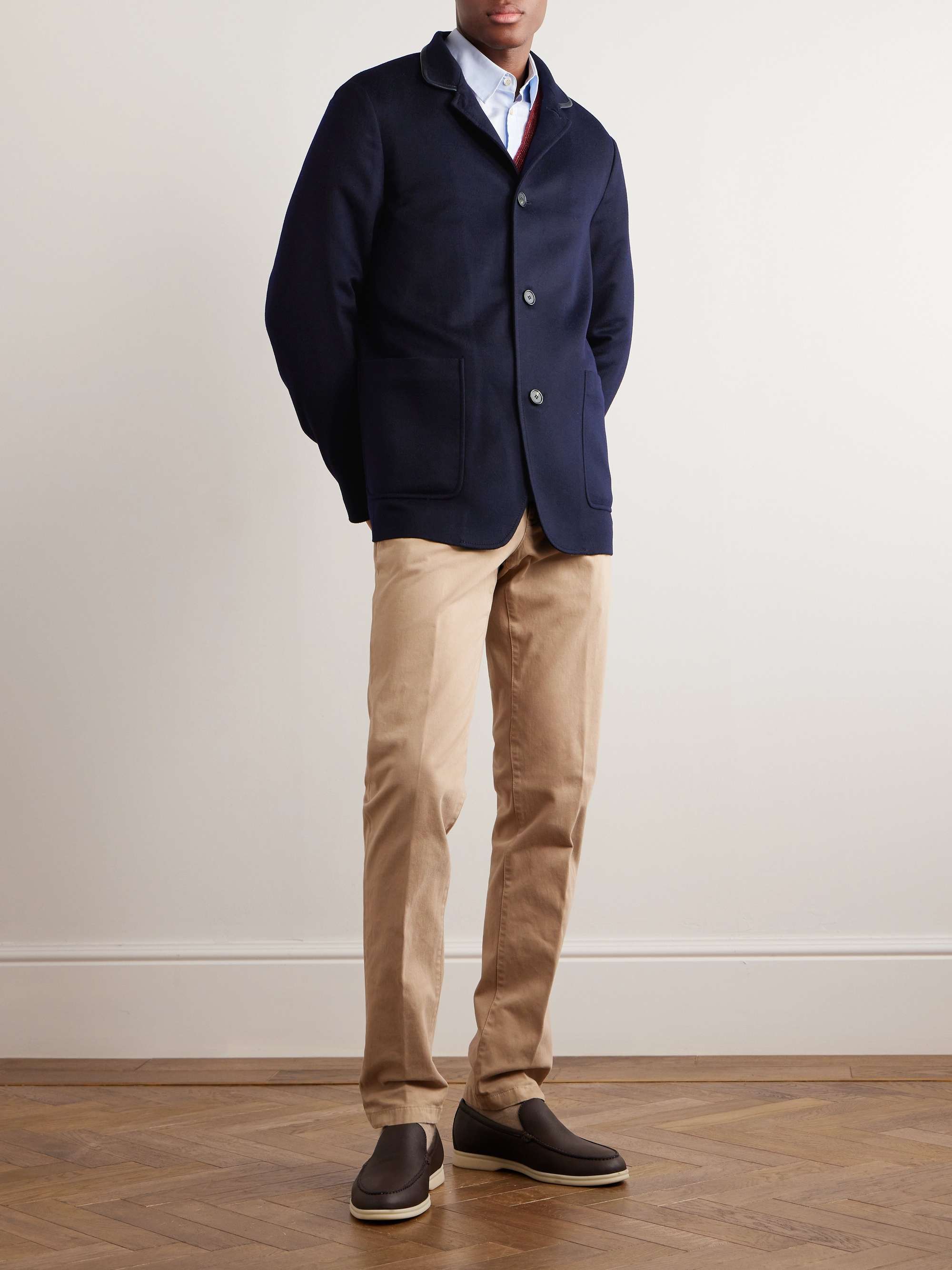Spagna Leather-Trimmed Cashmere-Felt Jacket view