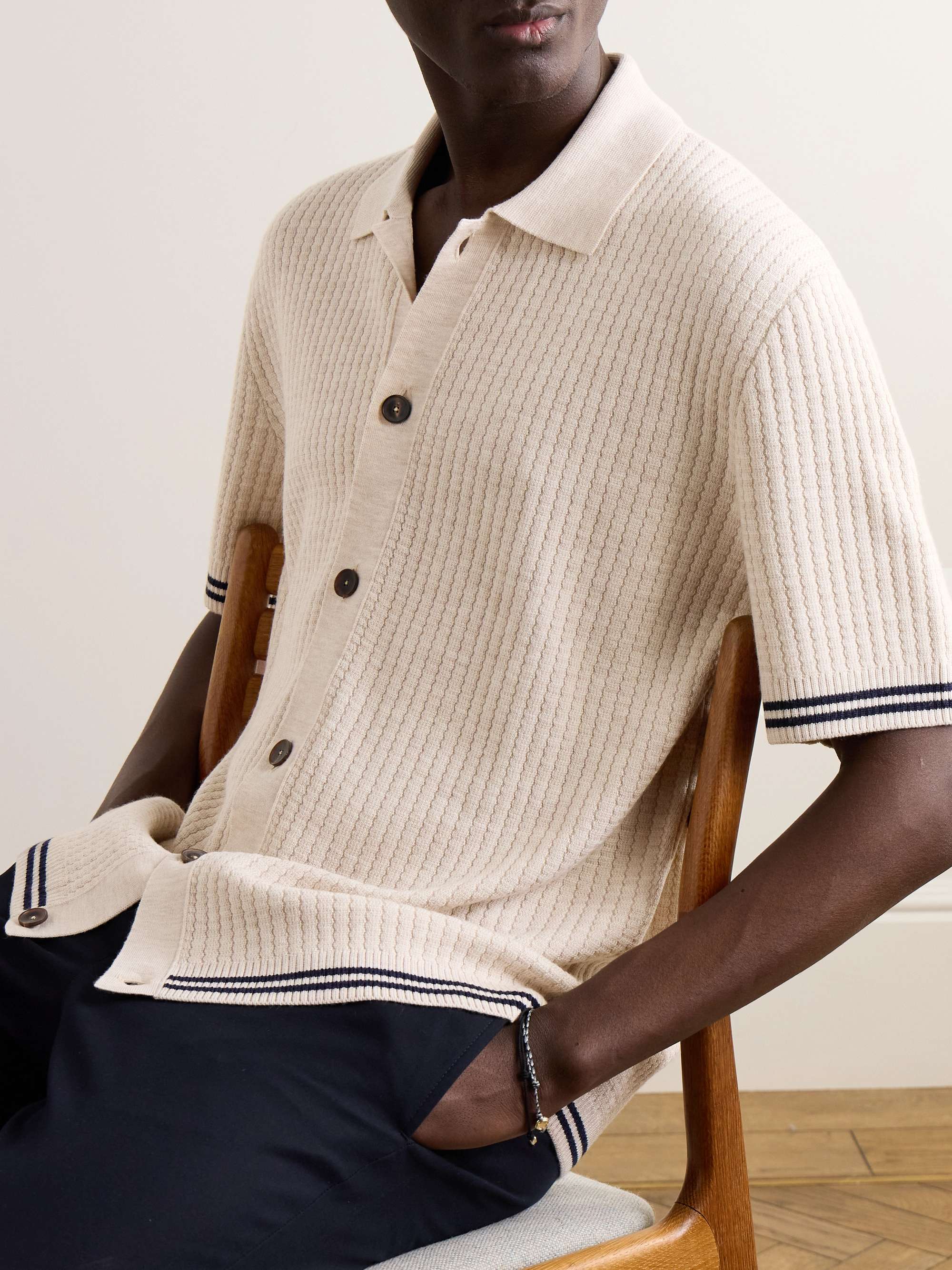 Striped Ribbed Merino Wool Shirt view