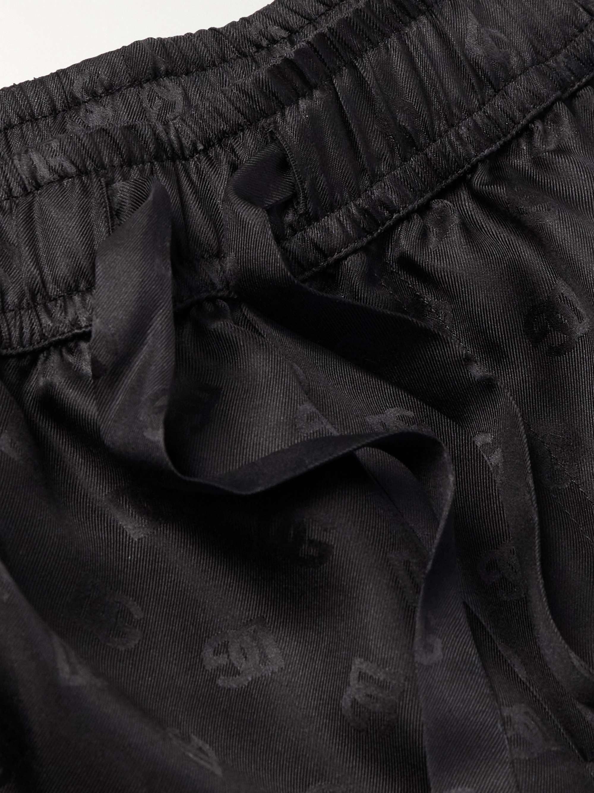 Logo-Print Silk-Twill Jacquard Drawstring Bermuda Shorts view