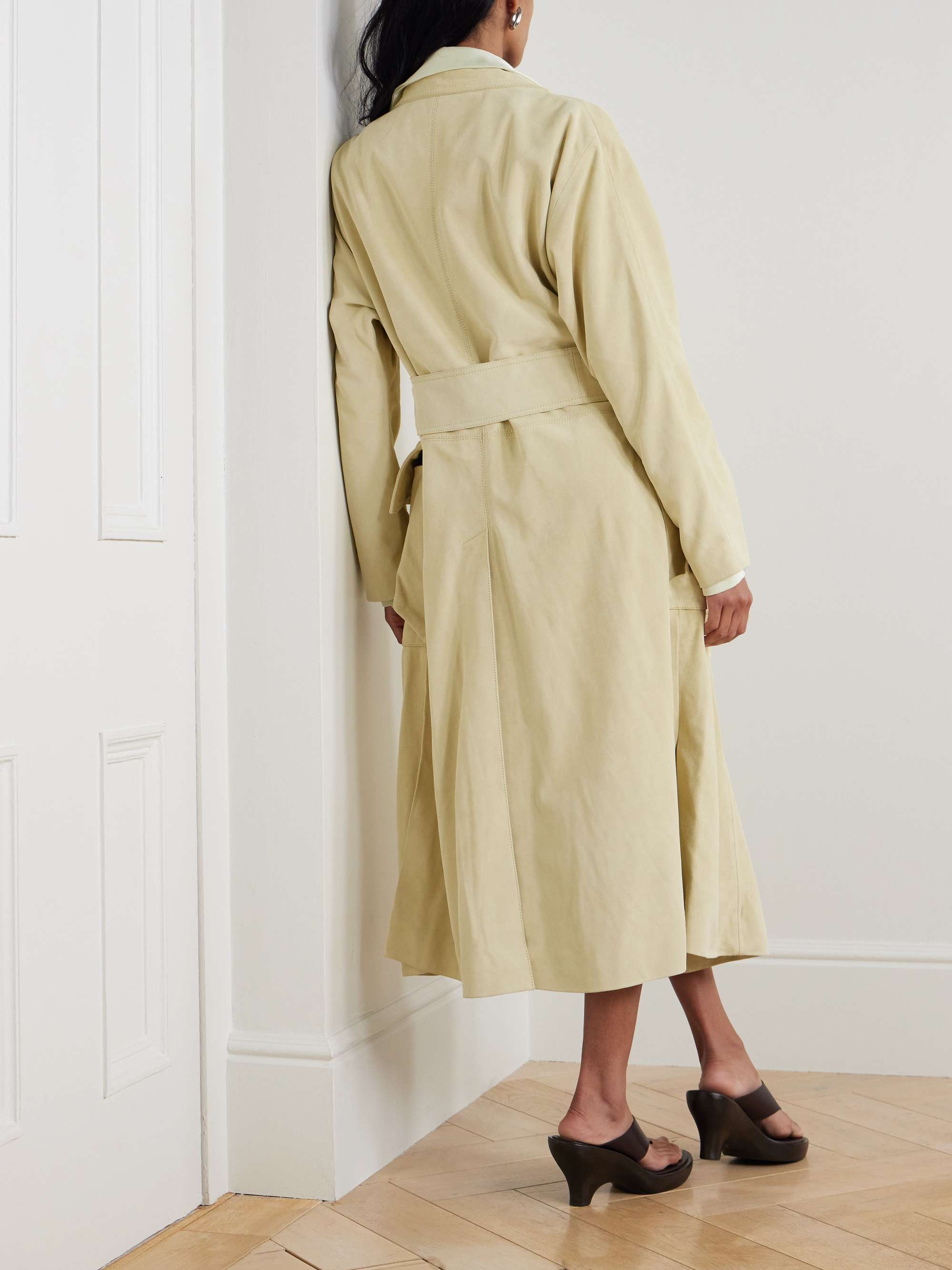 Cinzia belted suede trench coat view