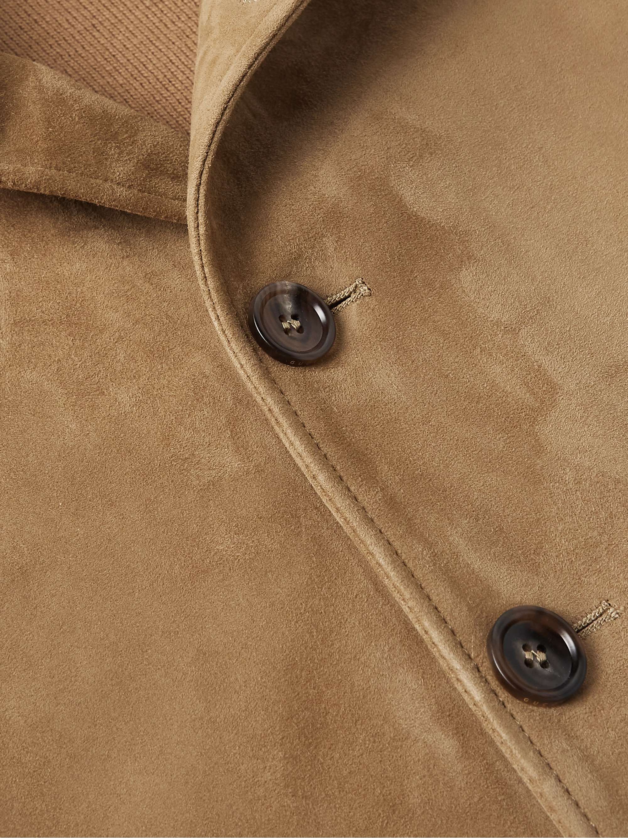 Webbing-Trimmed Suede and Wool Jacket view