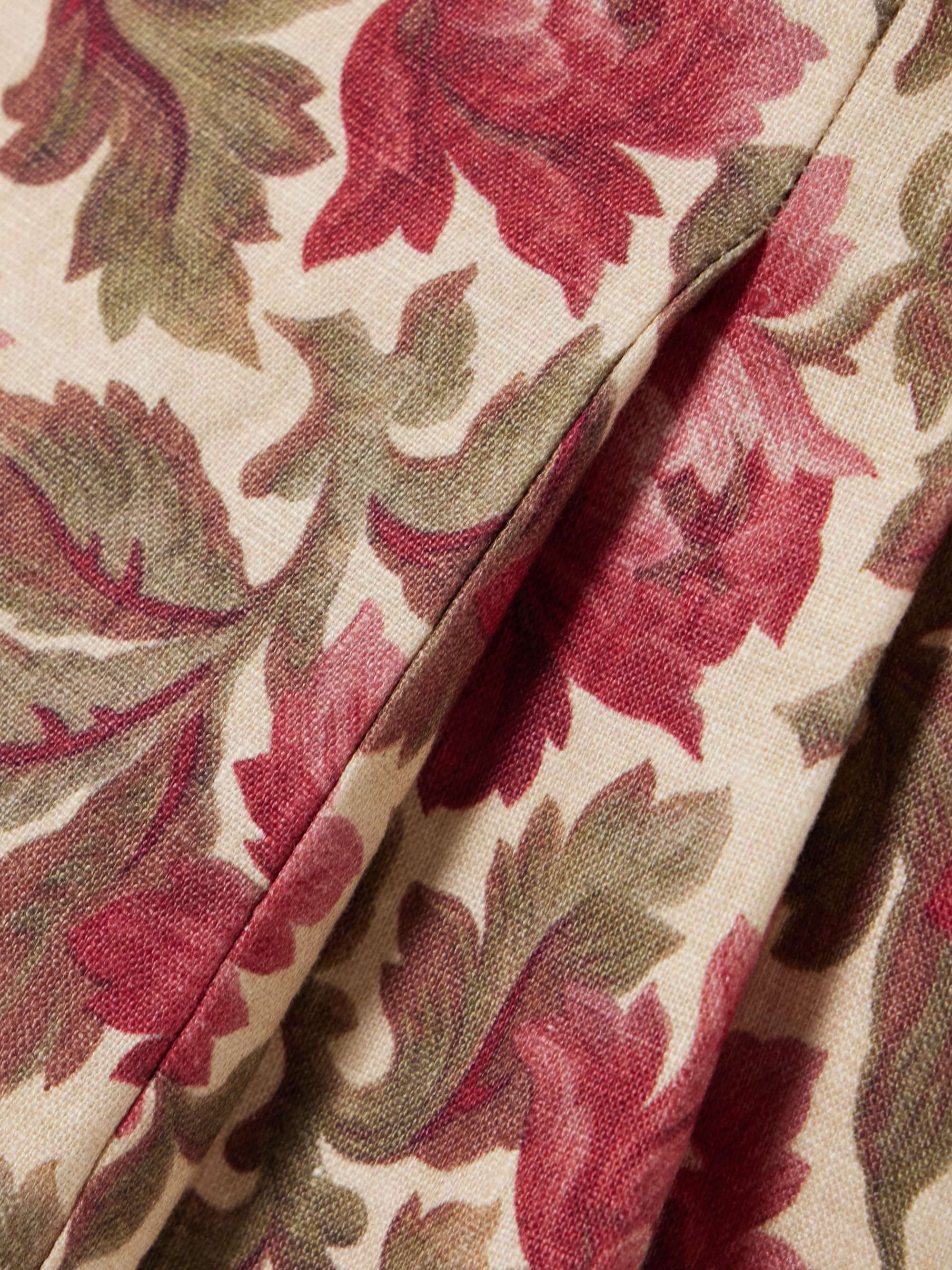 Rosalie shirred floral-print linen peplum top view