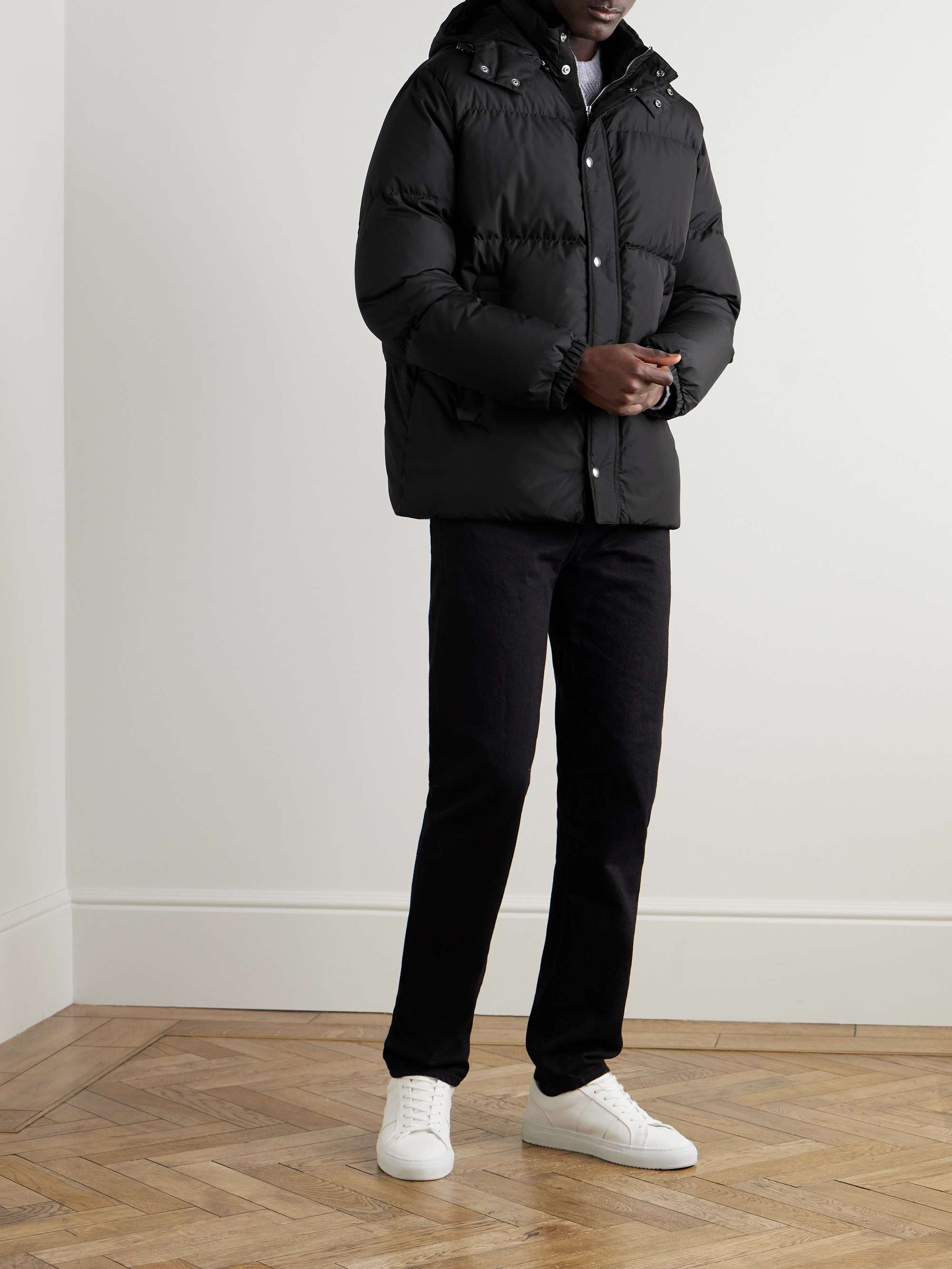 Padded Recycled-Shell Hooded Down Jacket view