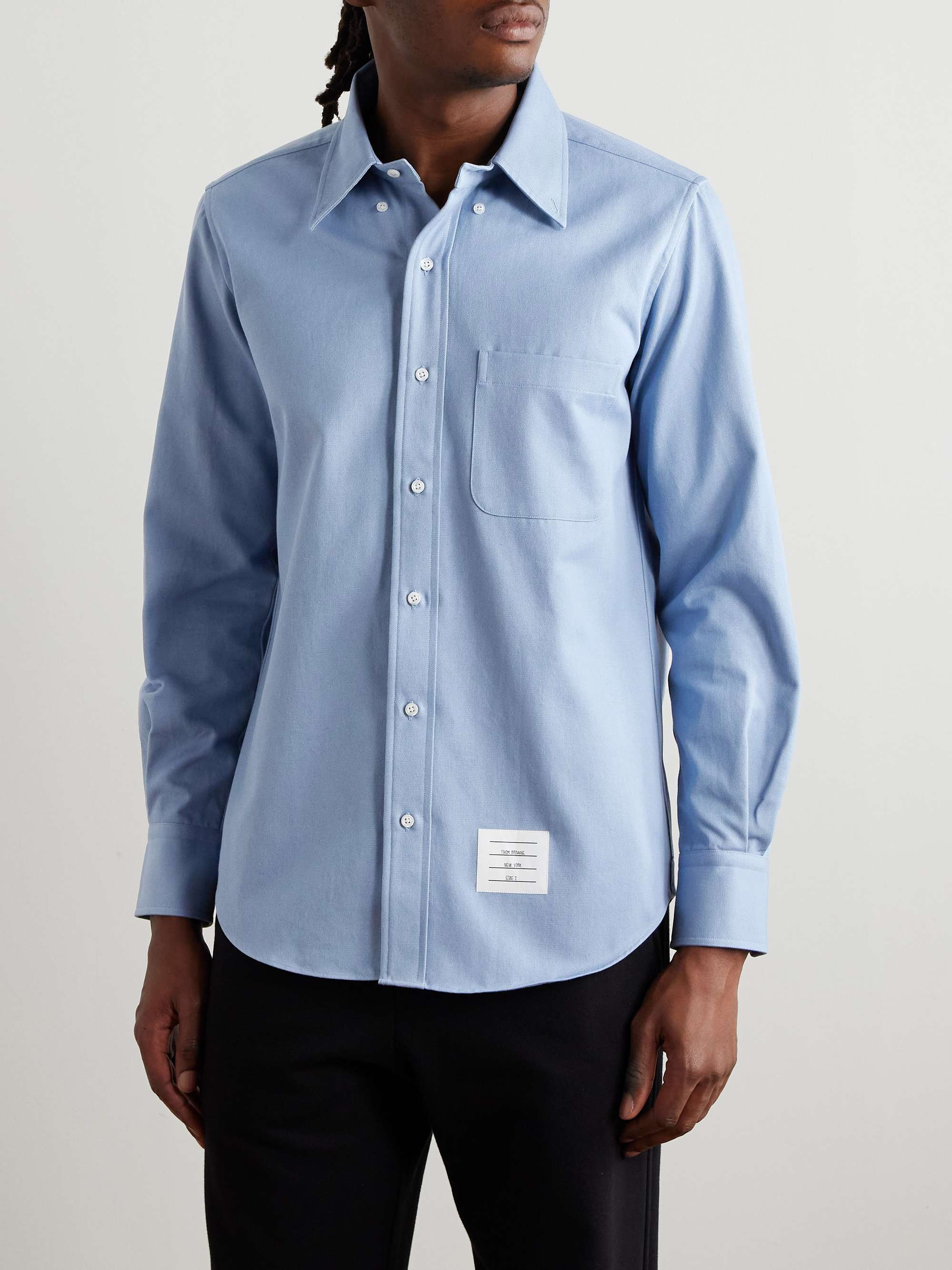 Button Down-Collar Logo-Appliquéd Cotton-Twill Shirt view
