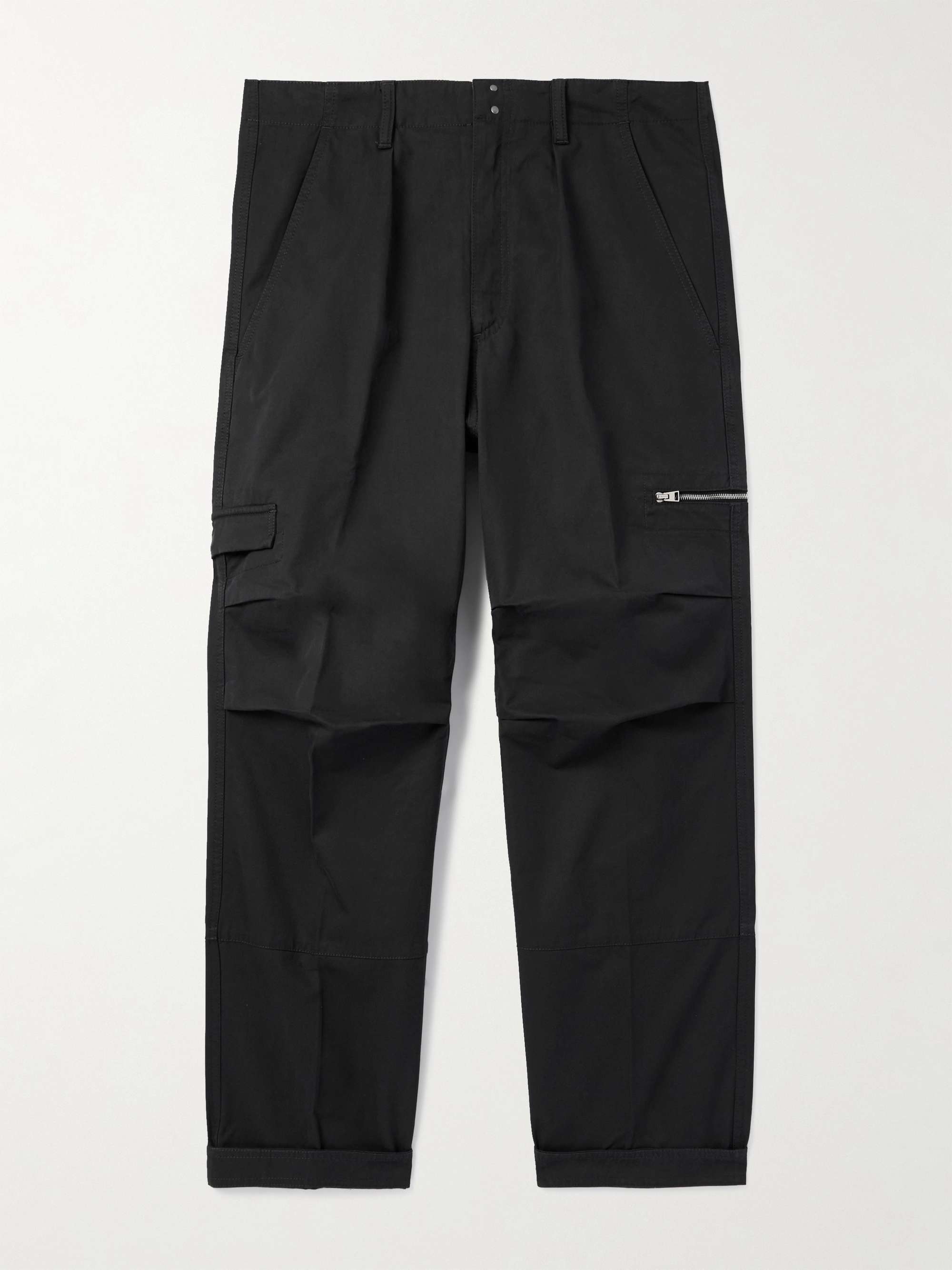Straight-Leg Pleated Cotton-Twill Cargo Trousers view