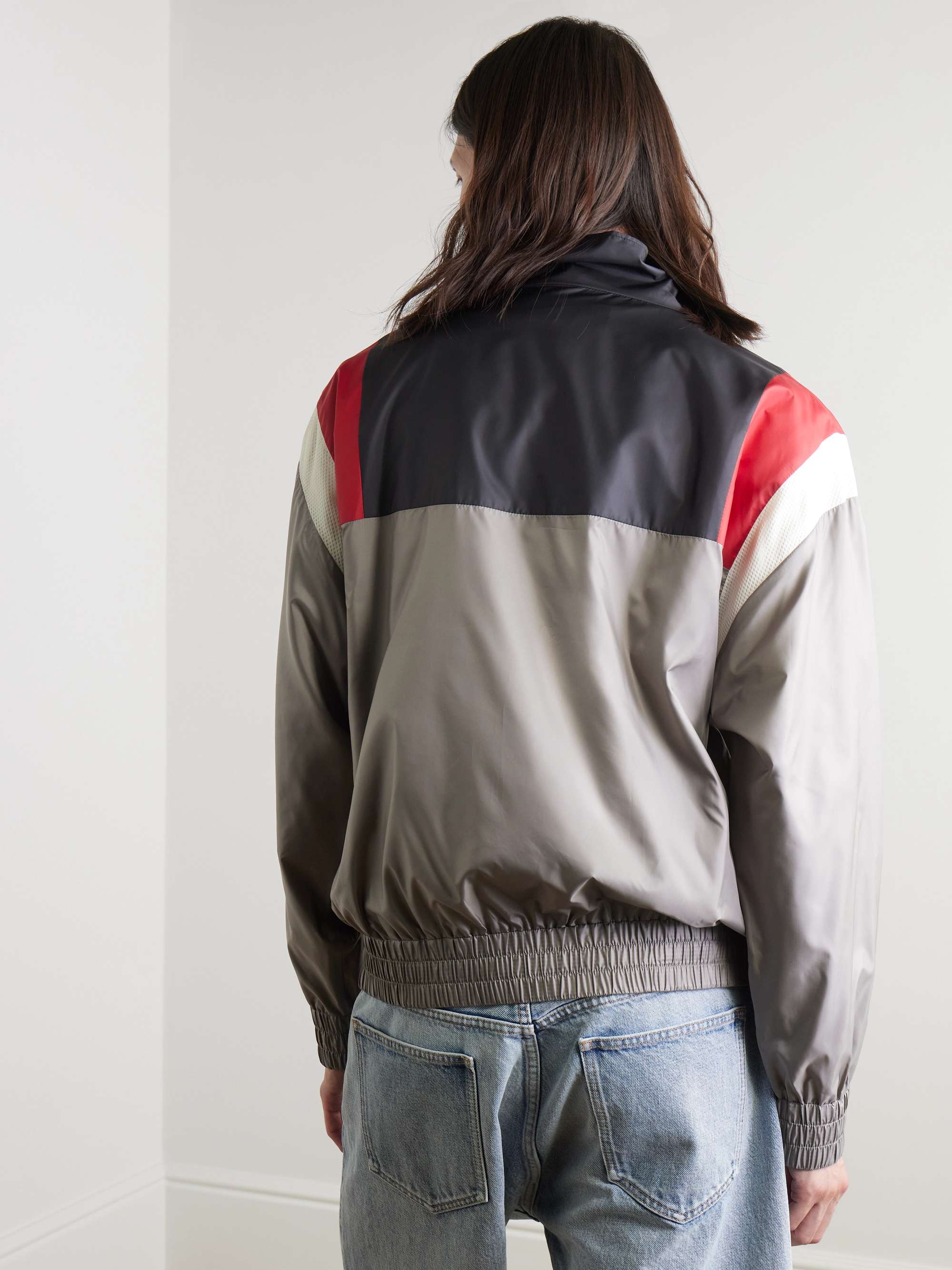 Logo-Print Mesh-Trimmed Colour-Block Nylon Track Jacket view