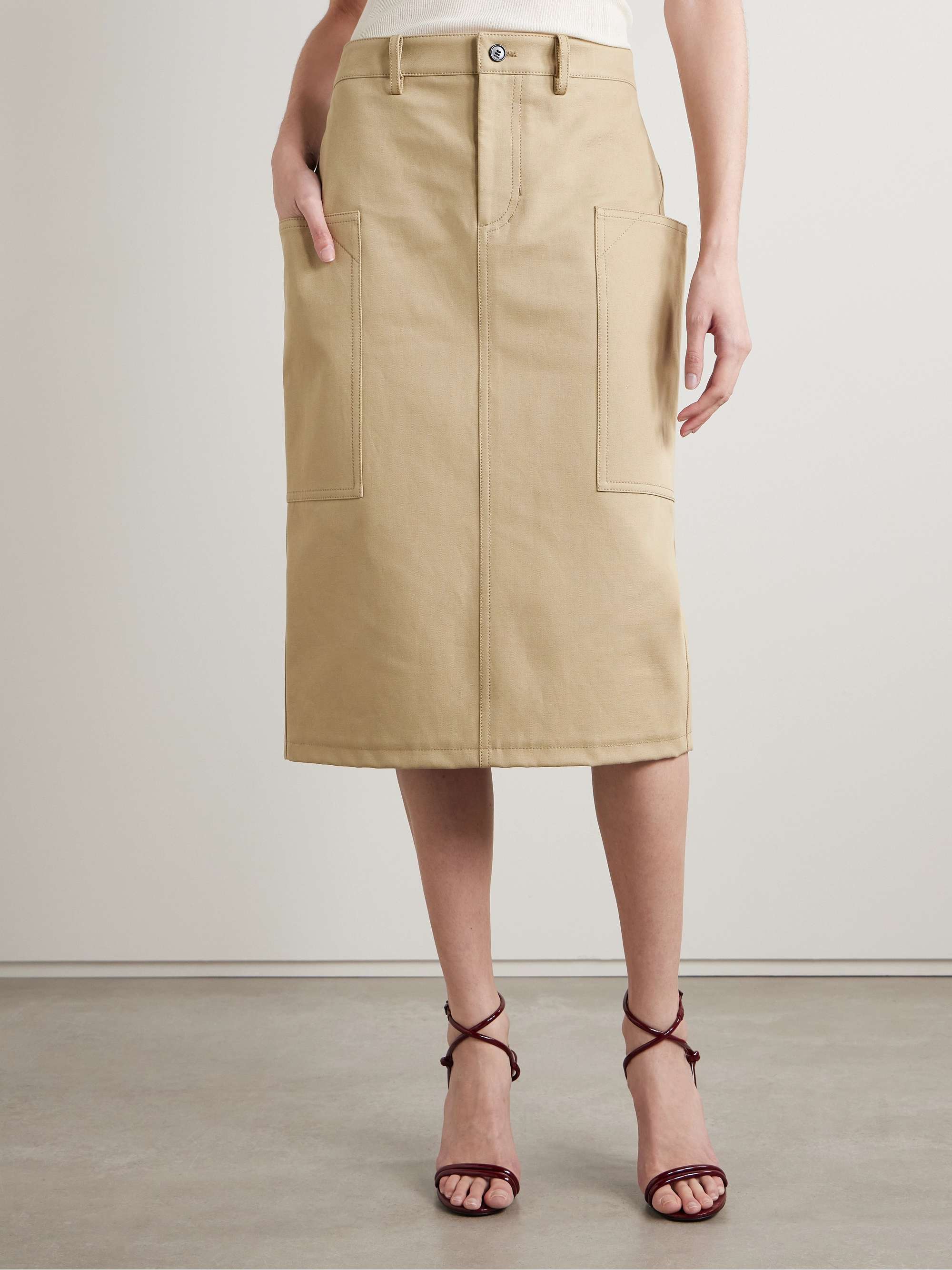 Cotton-drill cargo skirt view