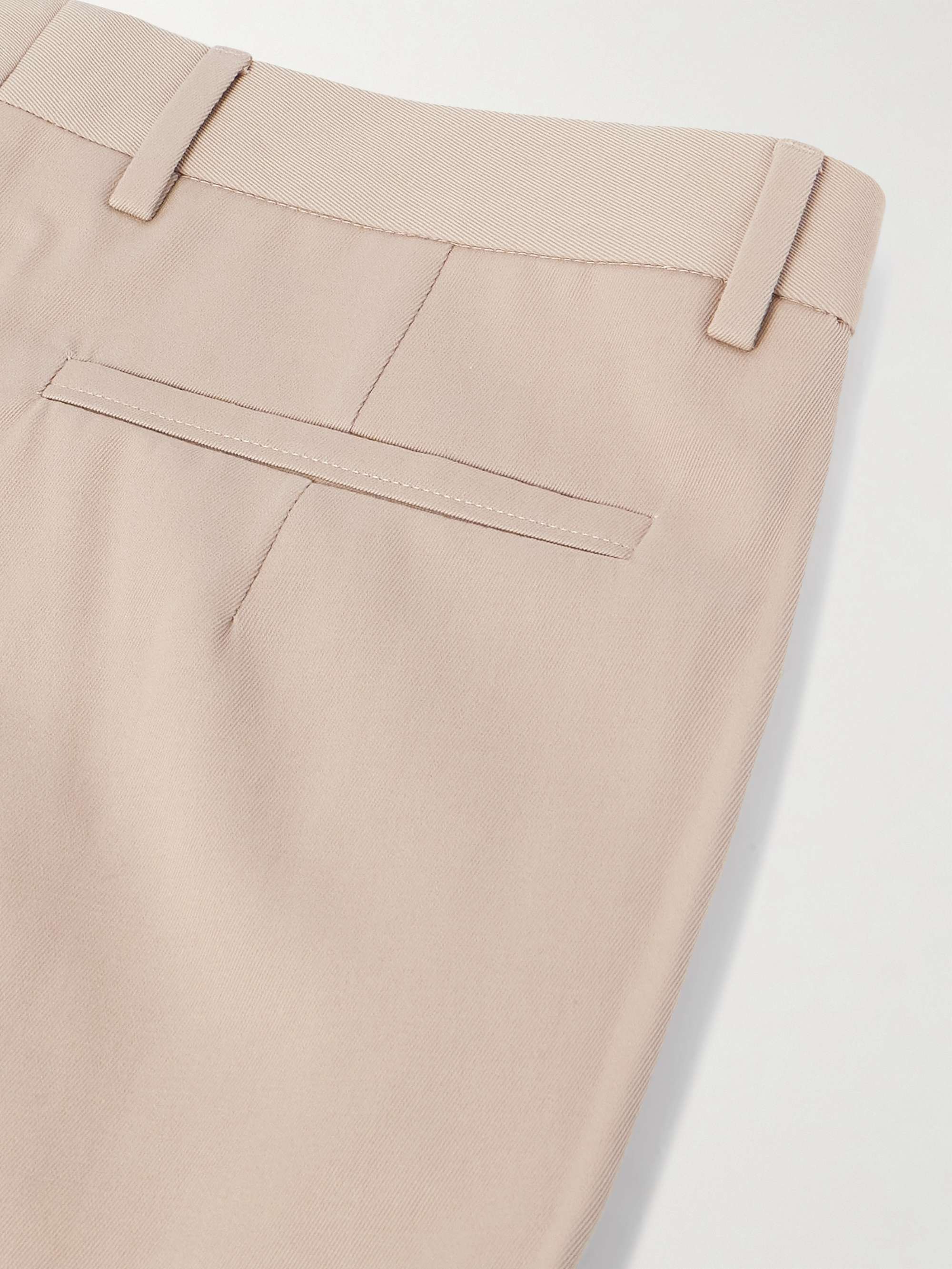 Straight-Leg Pleated Cotton and Wool-Blend Twill Trousers view