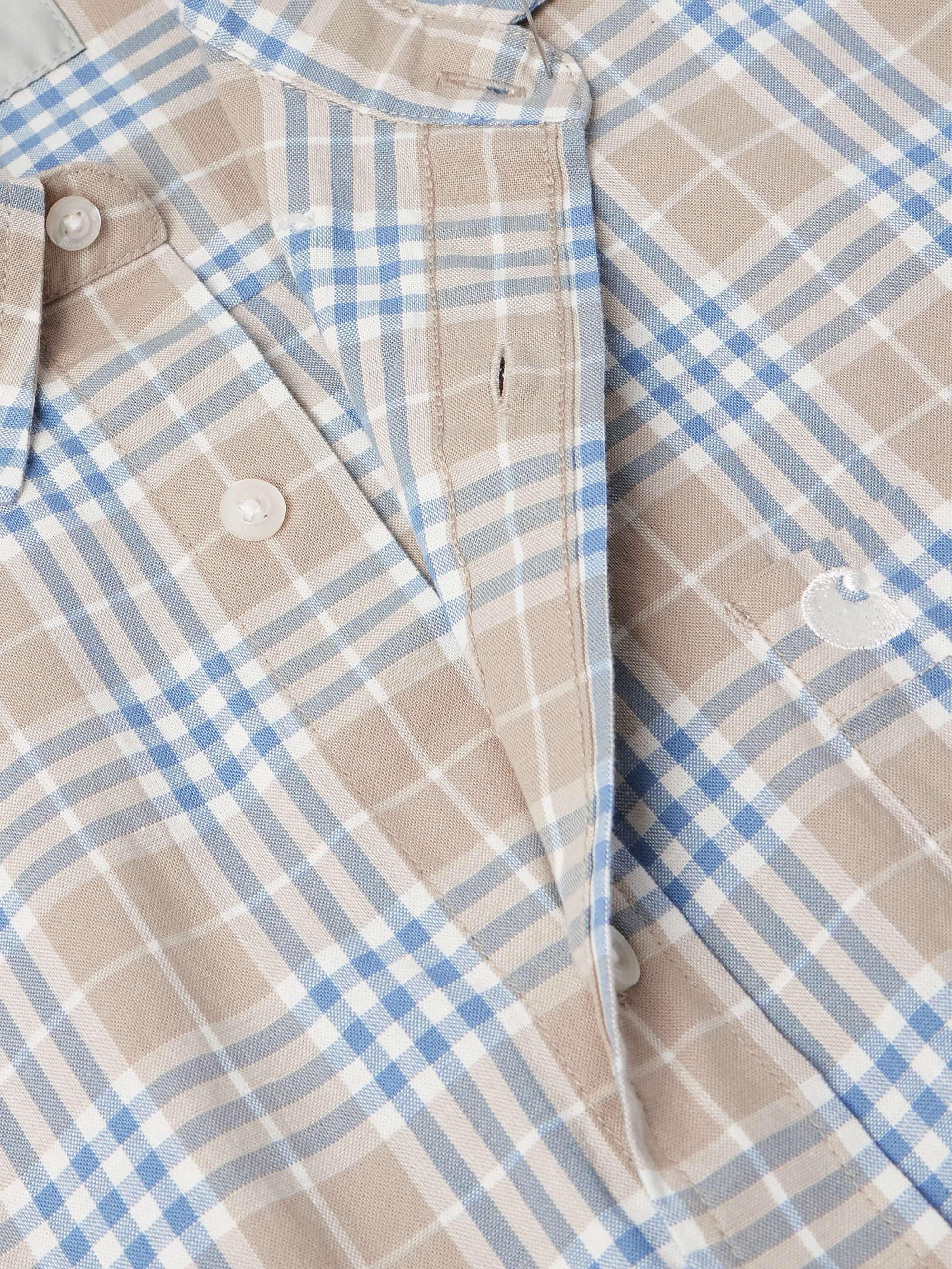 Niven Button-Down Collar Logo-Embroidered Checked Cotton and Linen-Blend Shirt view