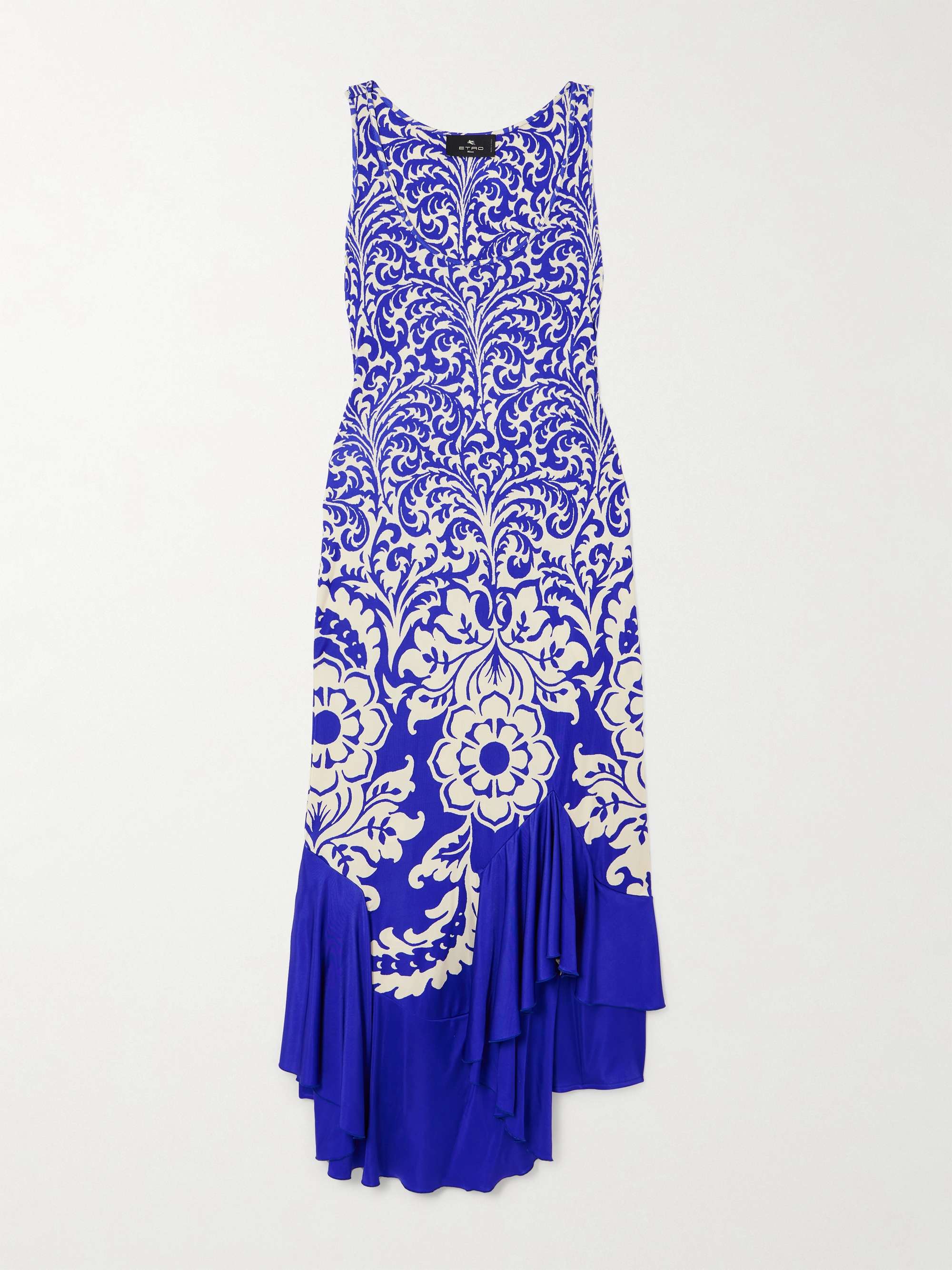 Asymmetric printed jersey maxi dress view