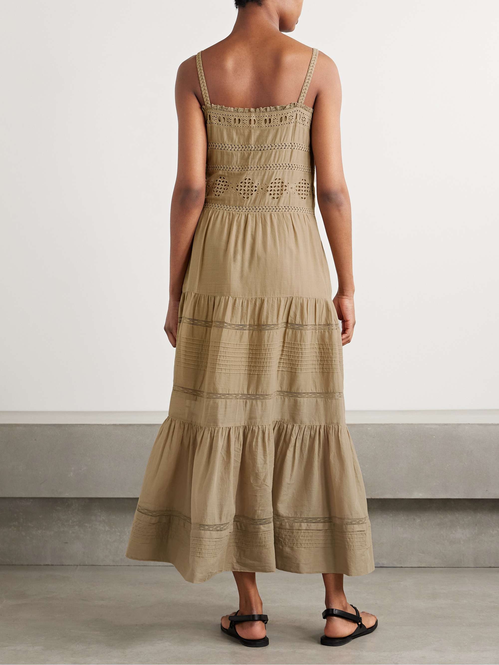 Divine lace-trimmed broderie anglaise cotton-voile midi dress view