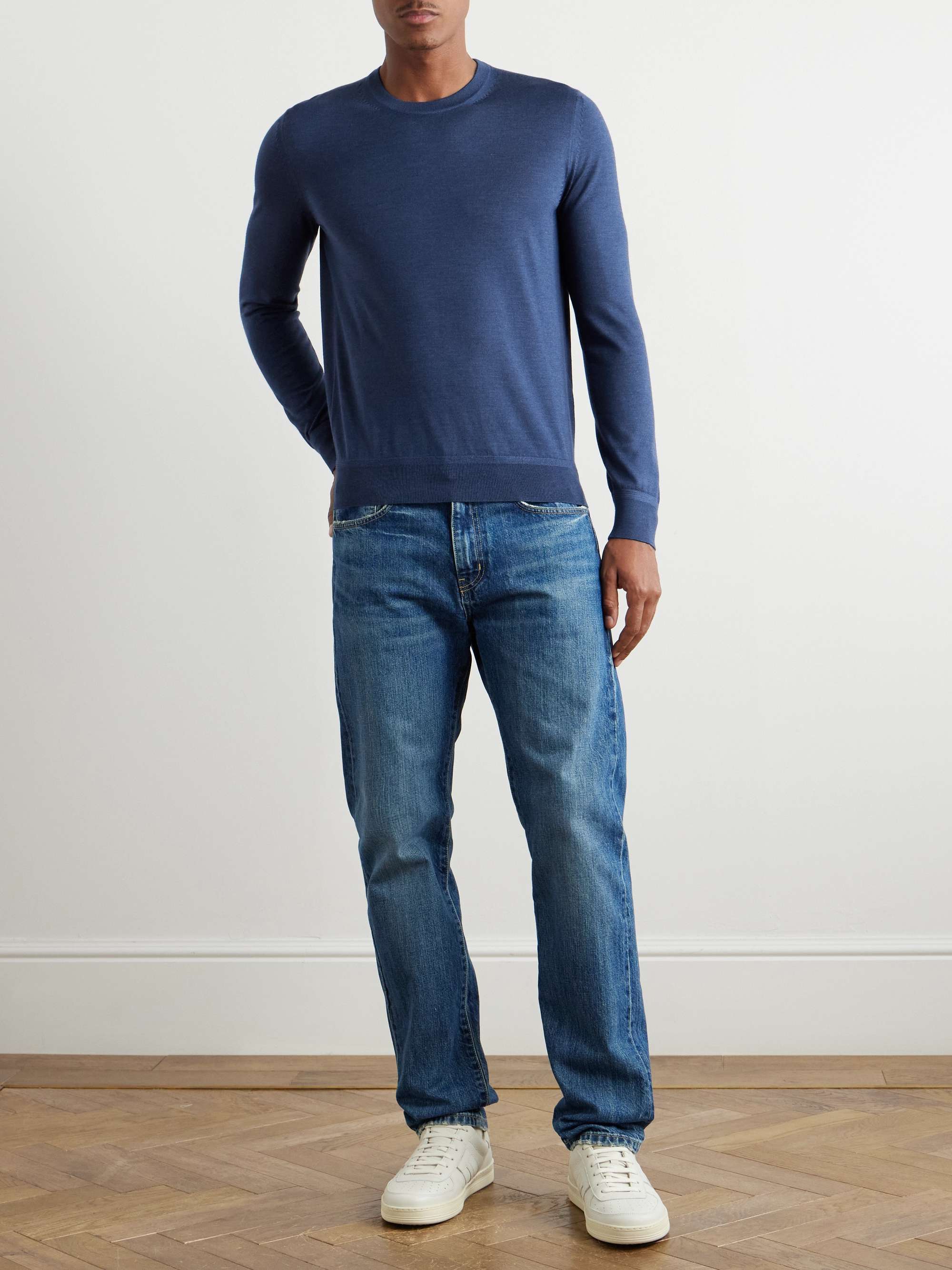 Slim-Fit Cashmere Silk-Blend Sweater view