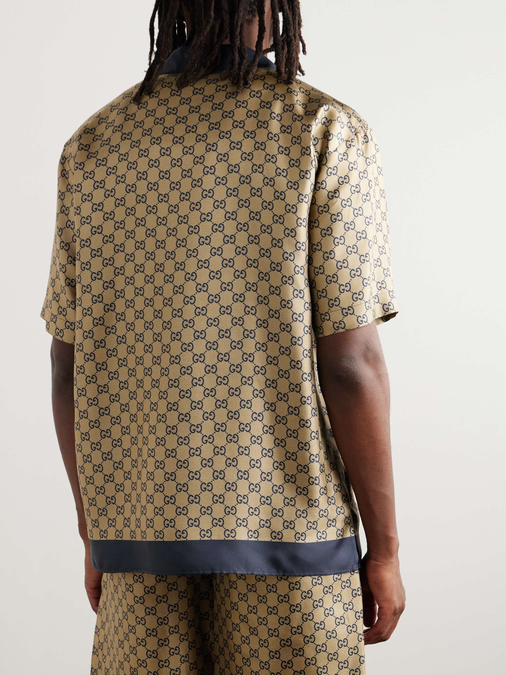 Camp-Collar Silk-Jacquard Shirt view