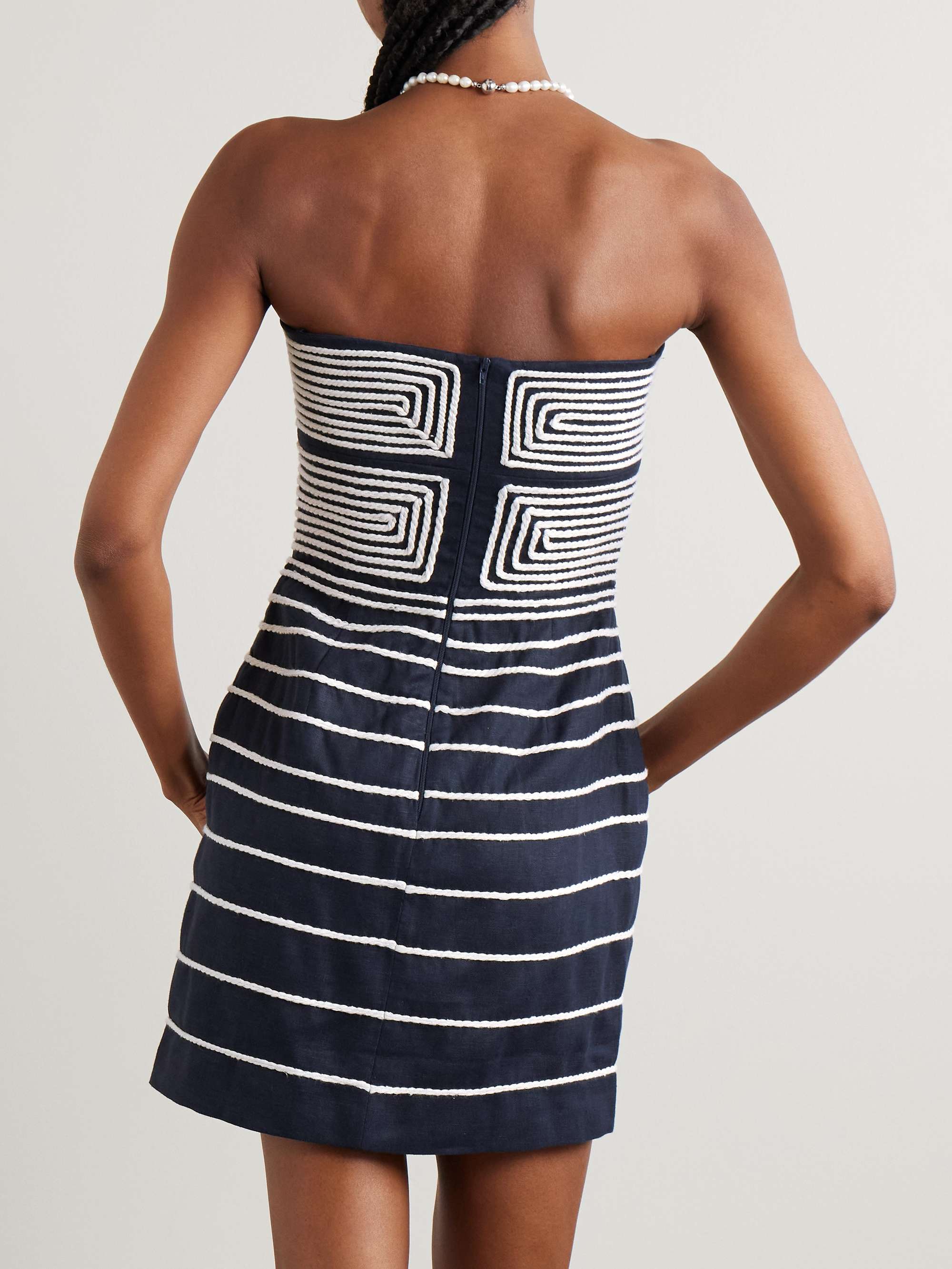 Muy Poetica strapless rope-trimmed cutout linen mini dress view