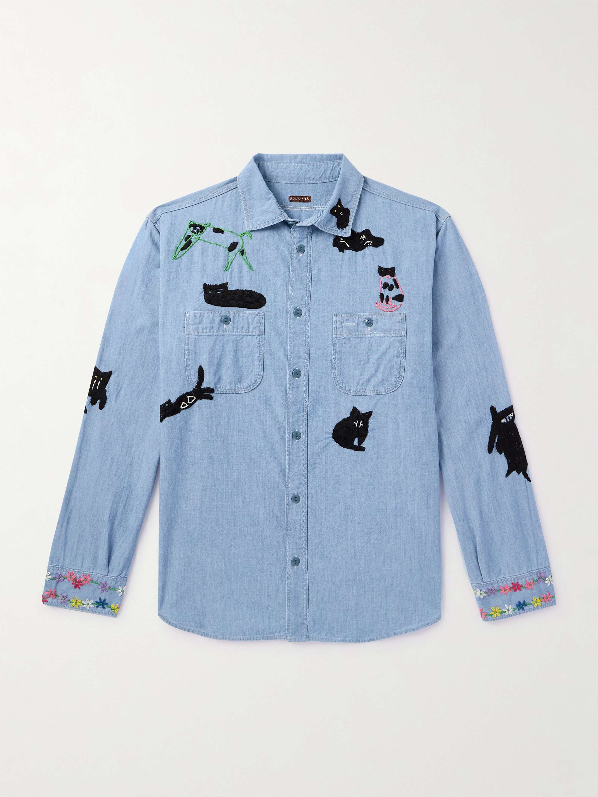 Embroidered Cotton-Chambray Shirt view