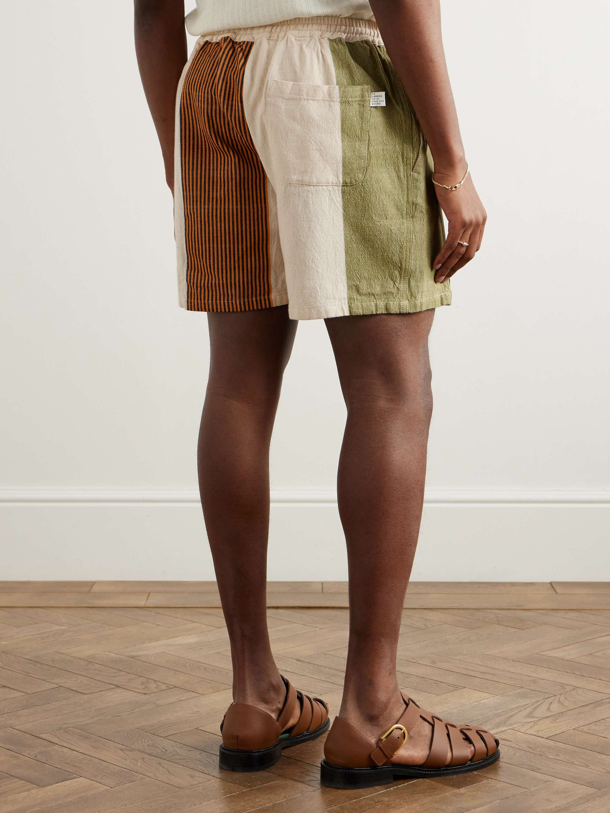 Volta Straight-Leg Striped Cotton Drawstring Shorts view