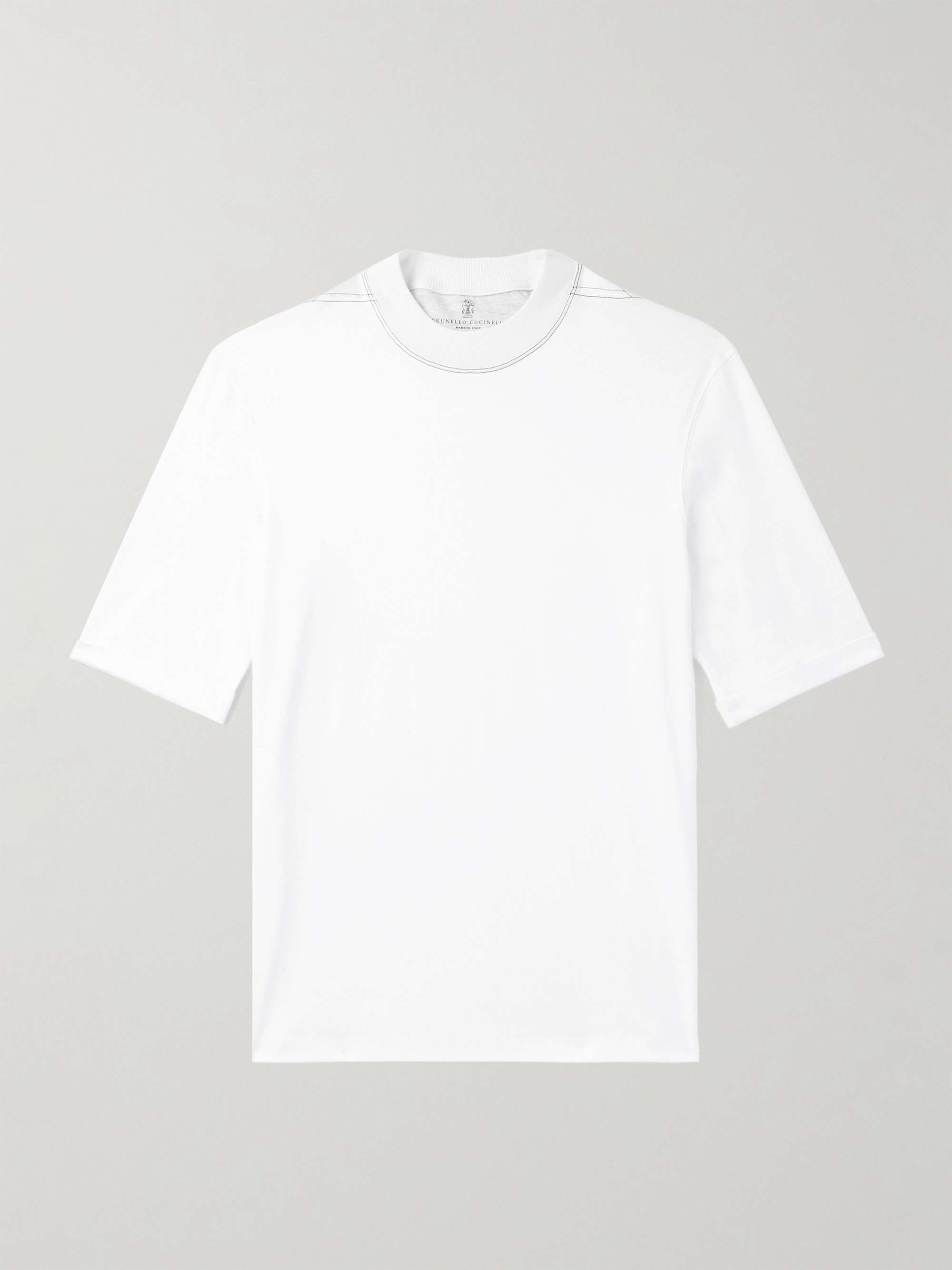 Mock-Neck Cotton-Jersey T-Shirt view