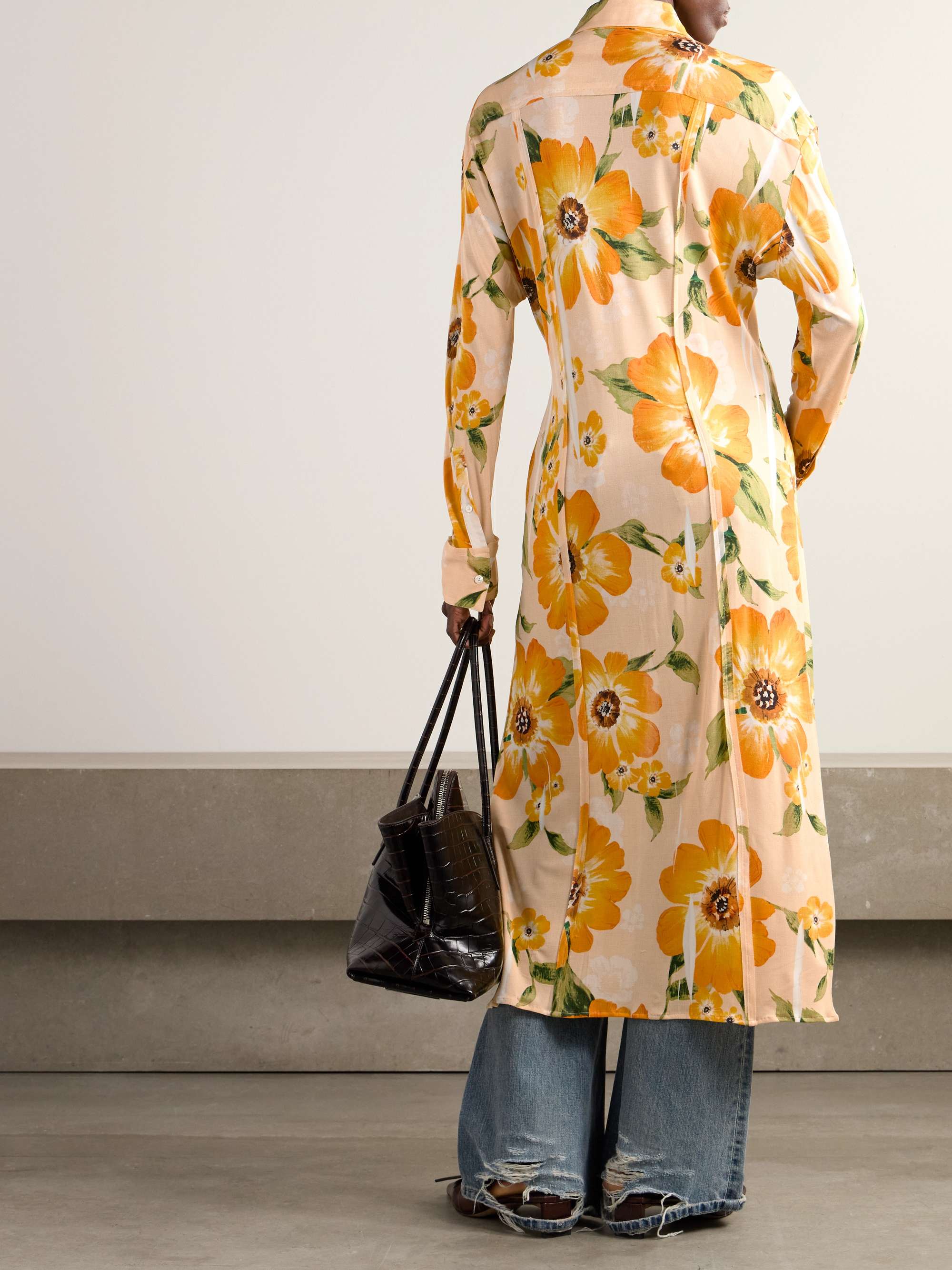 Floral-print jersey midi shirt dress view