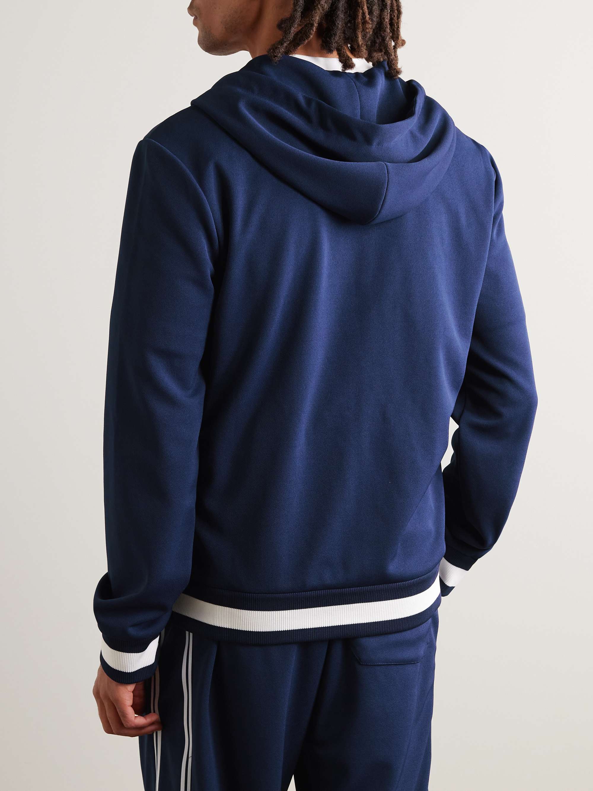 Logo-Print Striped Tech-Piqué Zip-Up Hoodie view