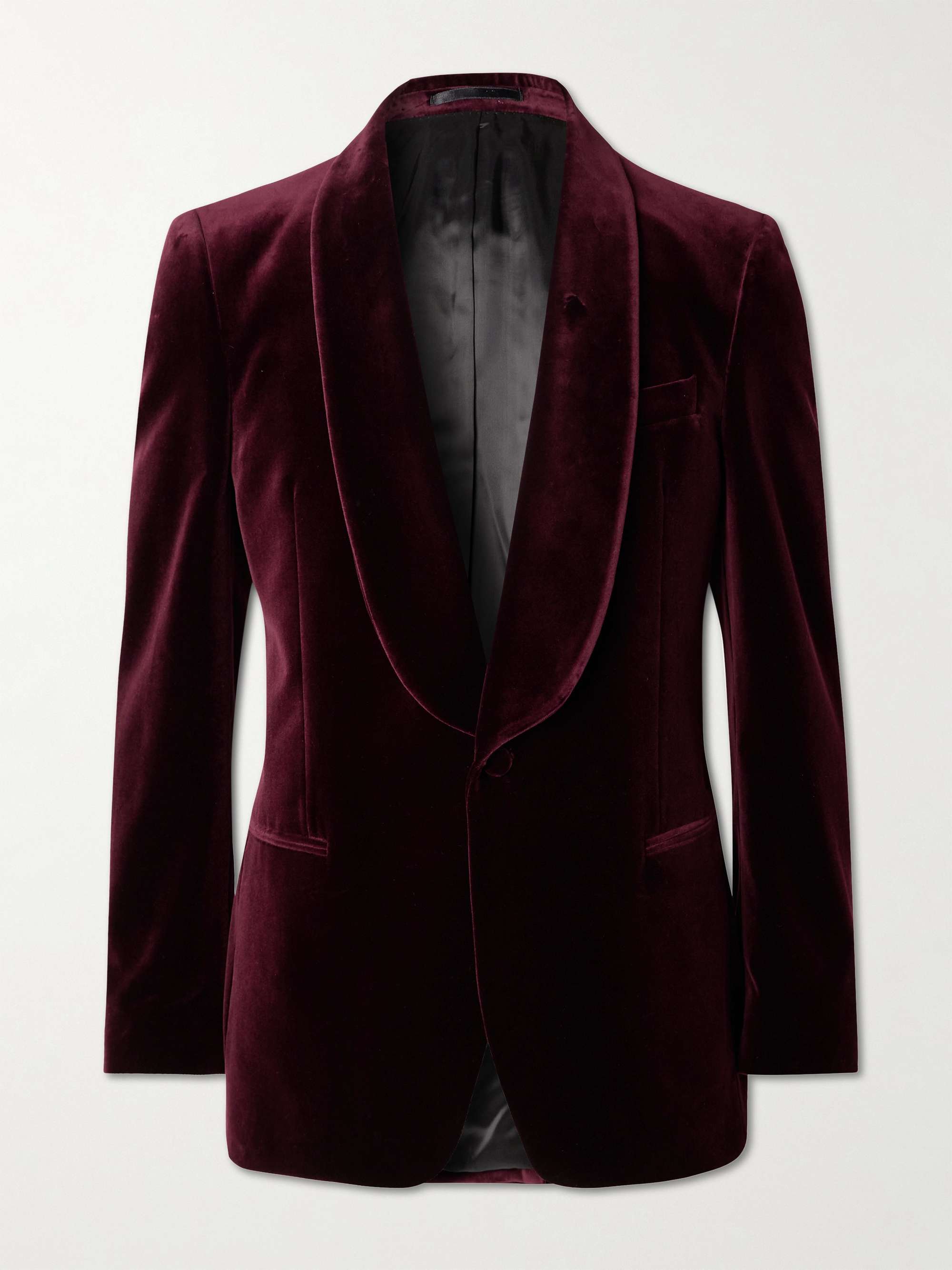 Slim-Fit Shawl-Collar Cotton-Velvet Tuxedo Jacket view
