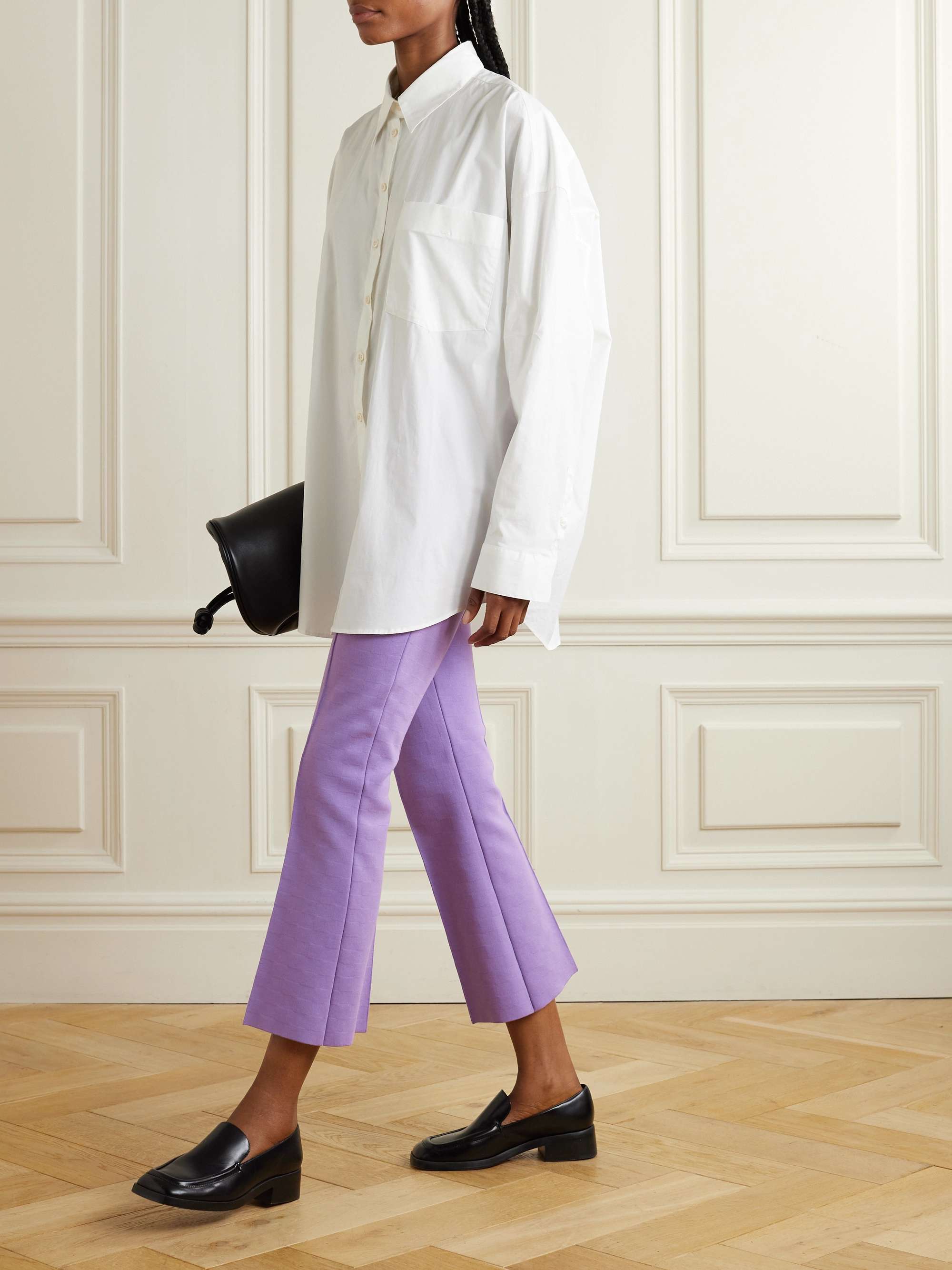 Kick cropped checked stretch-cotton flared pants view