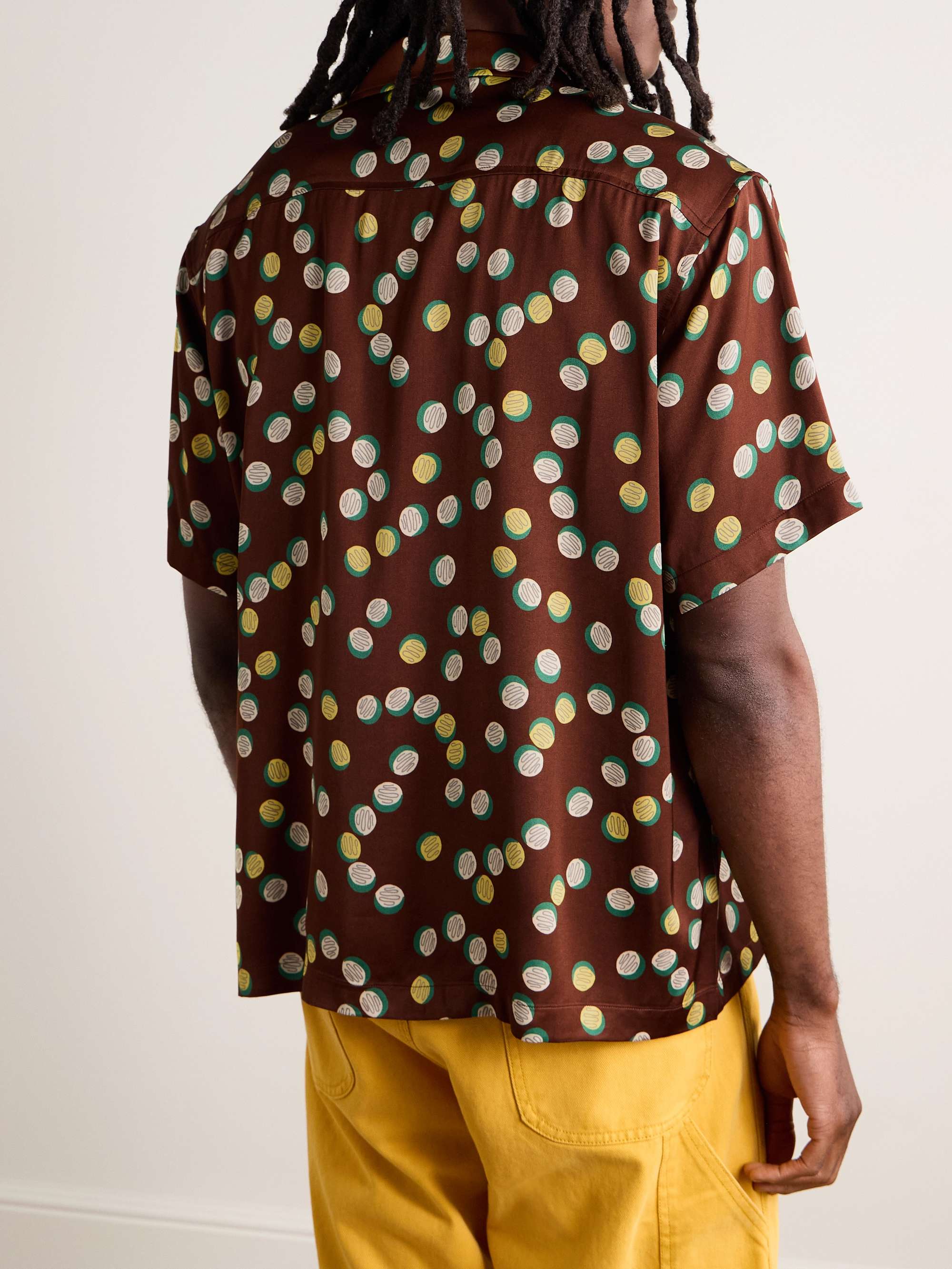 Bubble Camp-Collar Printed Satin-Twill Shirt view