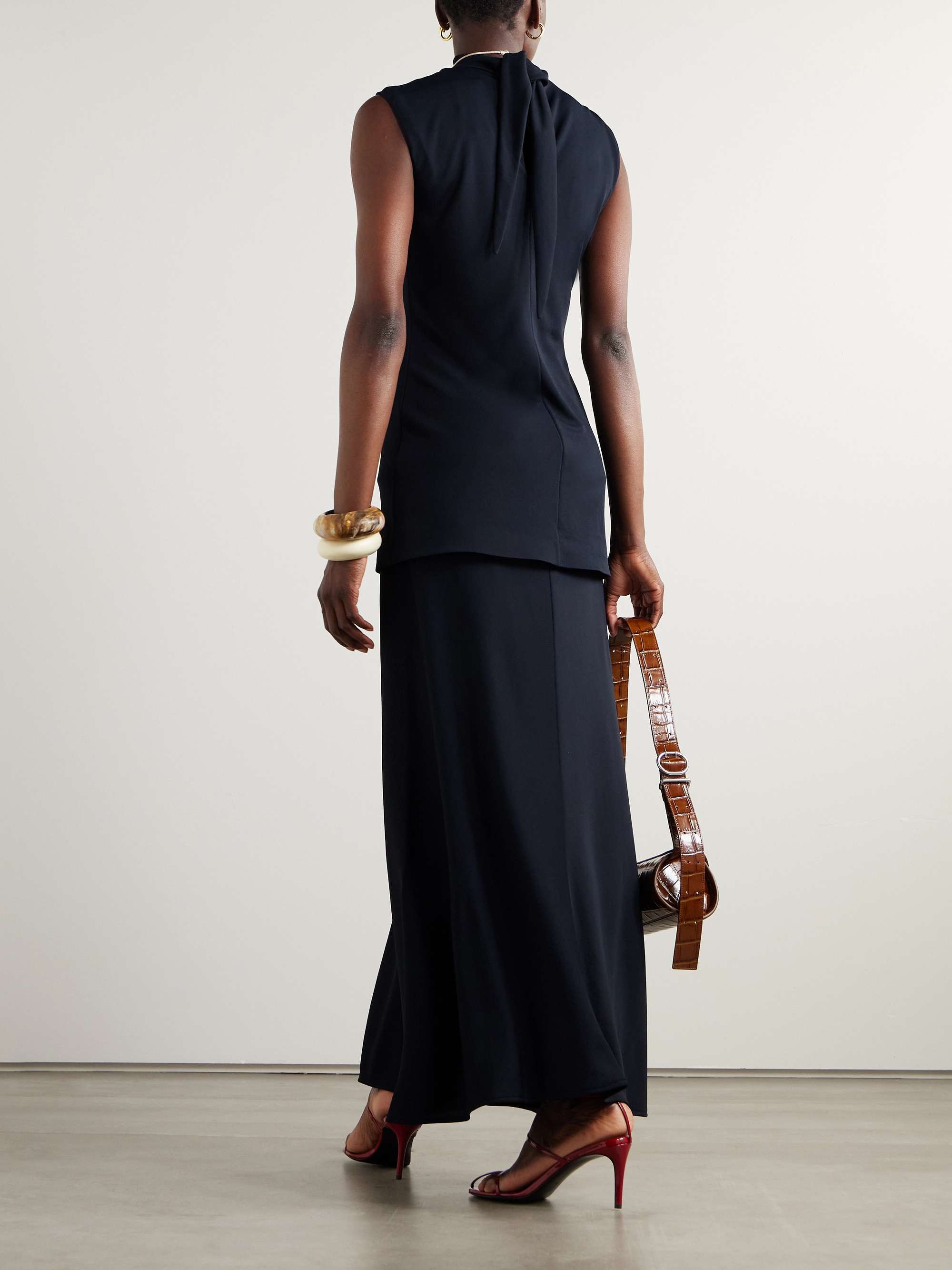 Layered jersey turtleneck maxi dress view