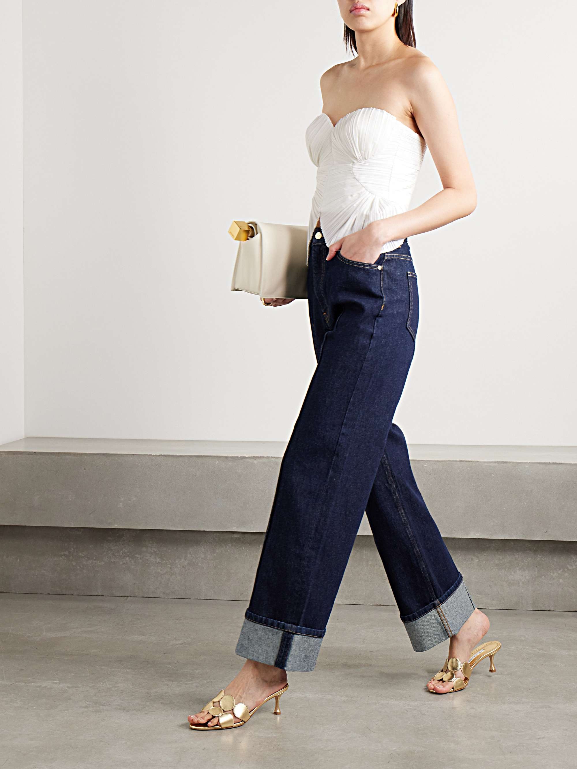 Jace strapless plissé-voile bustier top view