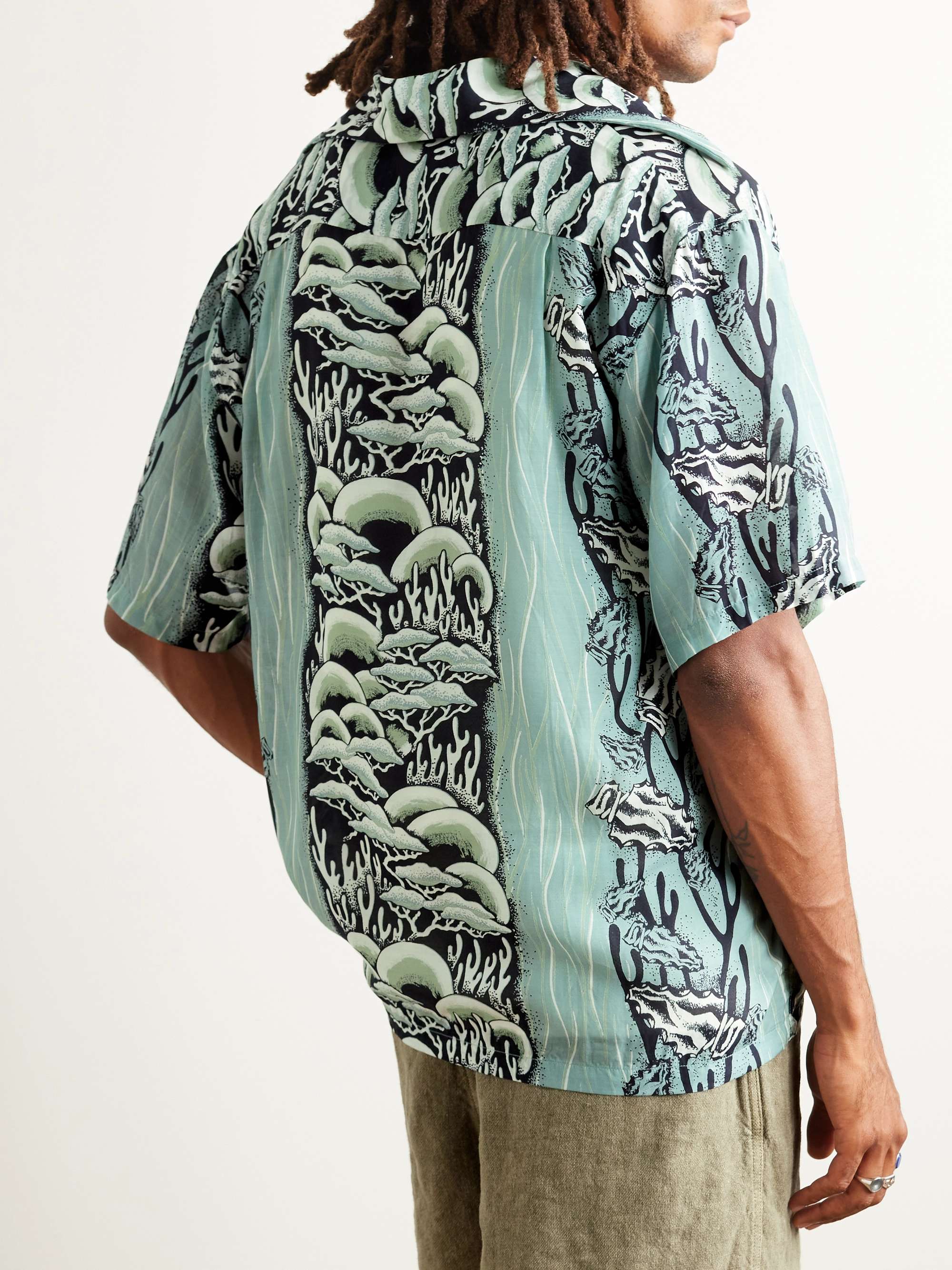 Camp-Collar Printed Cupro and Silk-Blend Shirt view