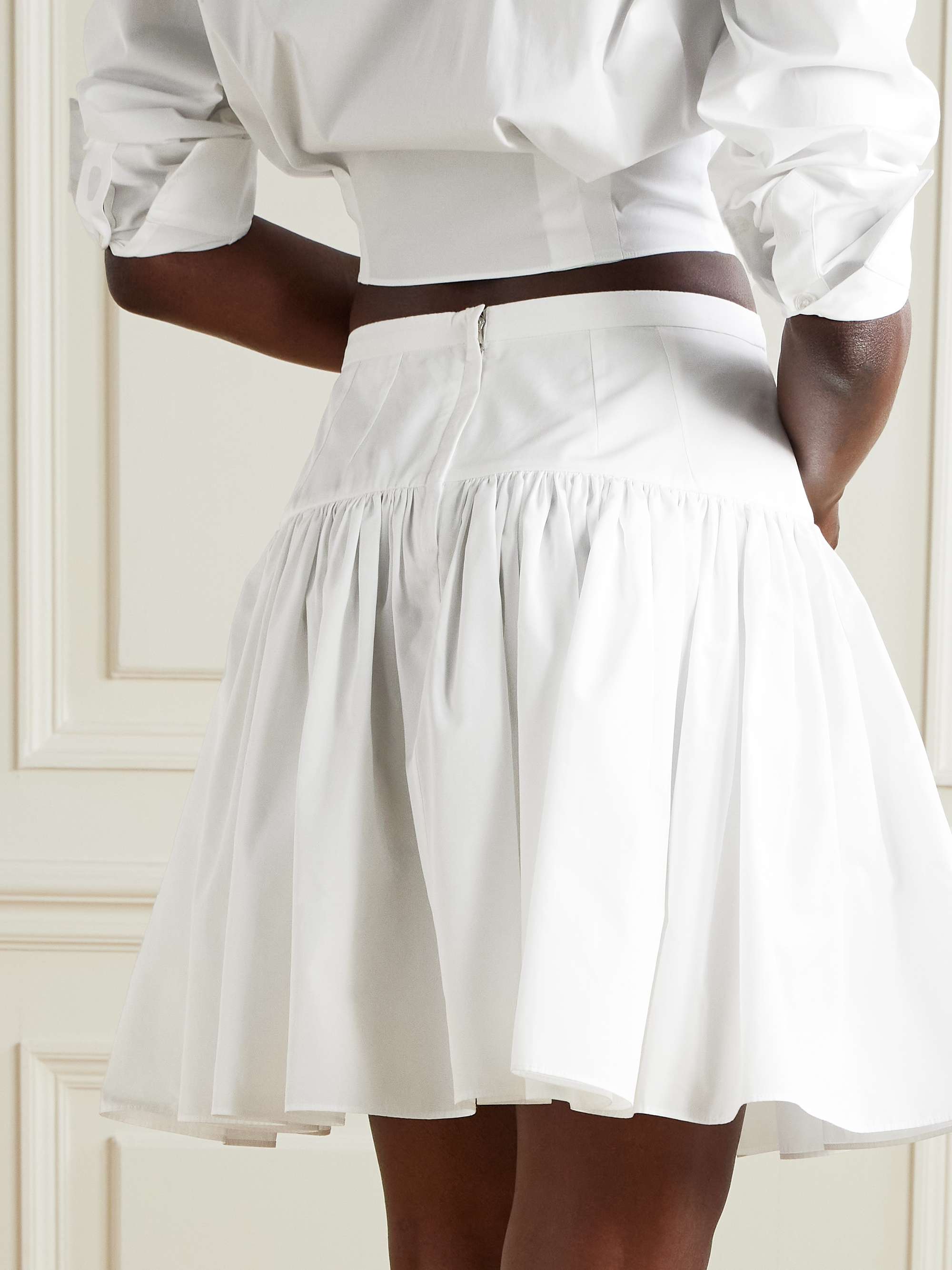 Pleated cotton-poplin mini skirt view